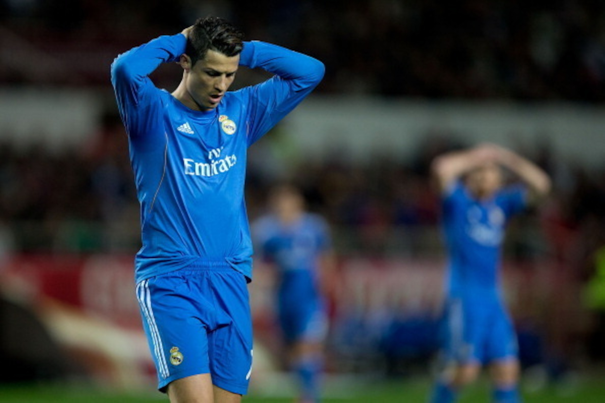 SEVILLE, SPAIN - MARCH 26: Cristiano Ronaldo of Real Madrid CF reacts as he fail to score during the La Liga match between Sevilla FC and Real Madrid CF at Estadio Ramon Sanchez Pizjuan on March 26, 2014 in Seville, Spain. (Photo by Gonzalo Arroyo Moren SEVILLE, SPAIN - MARCH 26: Cristiano Ronaldo of Real Madrid CF reacts as he fail to score during the La Liga match between Sevilla FC and Real Madrid CF at Estadio Ramon Sanchez Pizjuan on March 26, 2014 in Seville, Spain. (Photo by Gonzalo Arroyo Moren