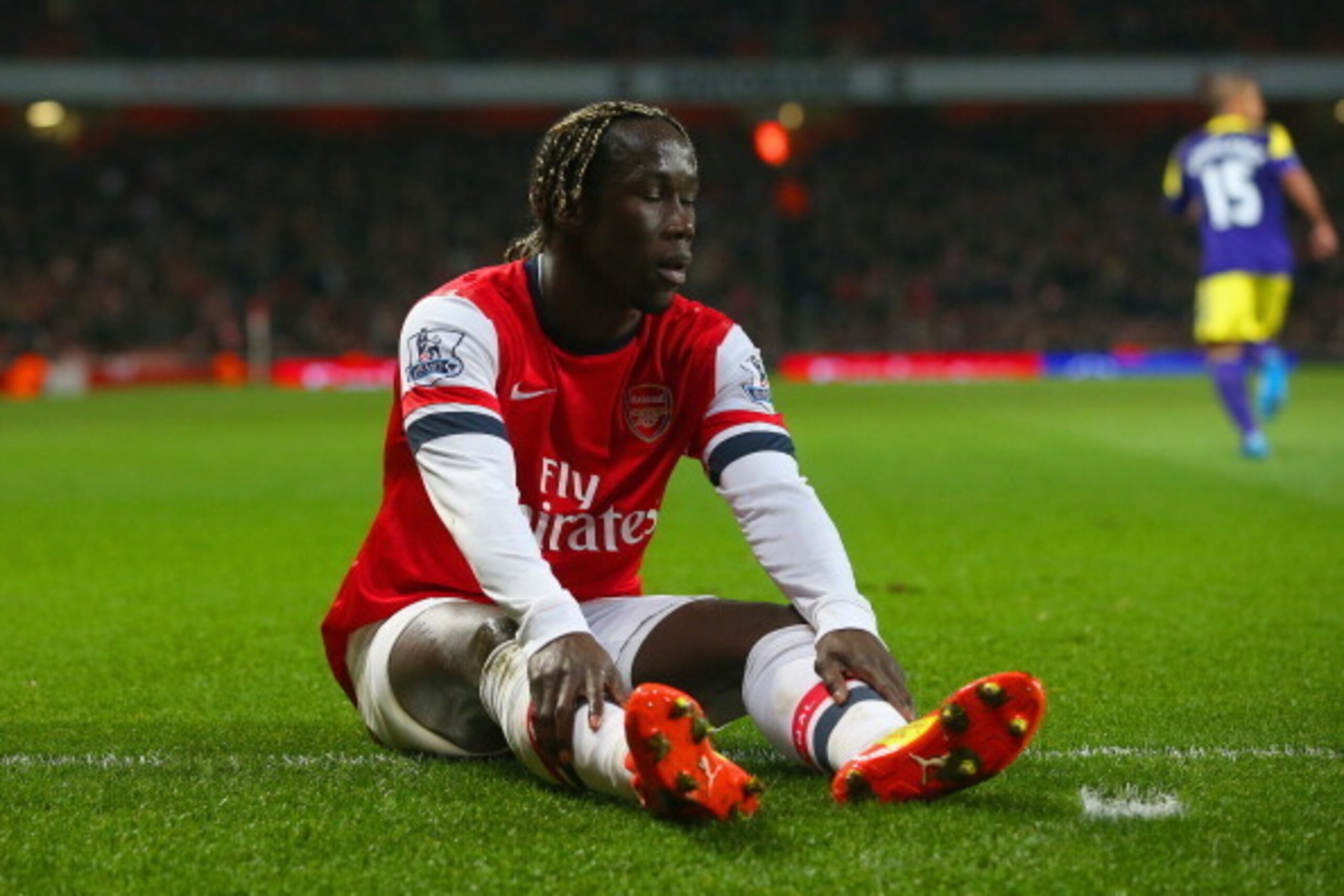 LONDON, ENGLAND - MARCH 25:  Bacary Sagna of Arsenal reacts during the Barclays Premier League match between Arsenal and Swansea City at Emirates Stadium on March 25, 2014 in London, England.  (Photo by Julian Finney/Getty Images)