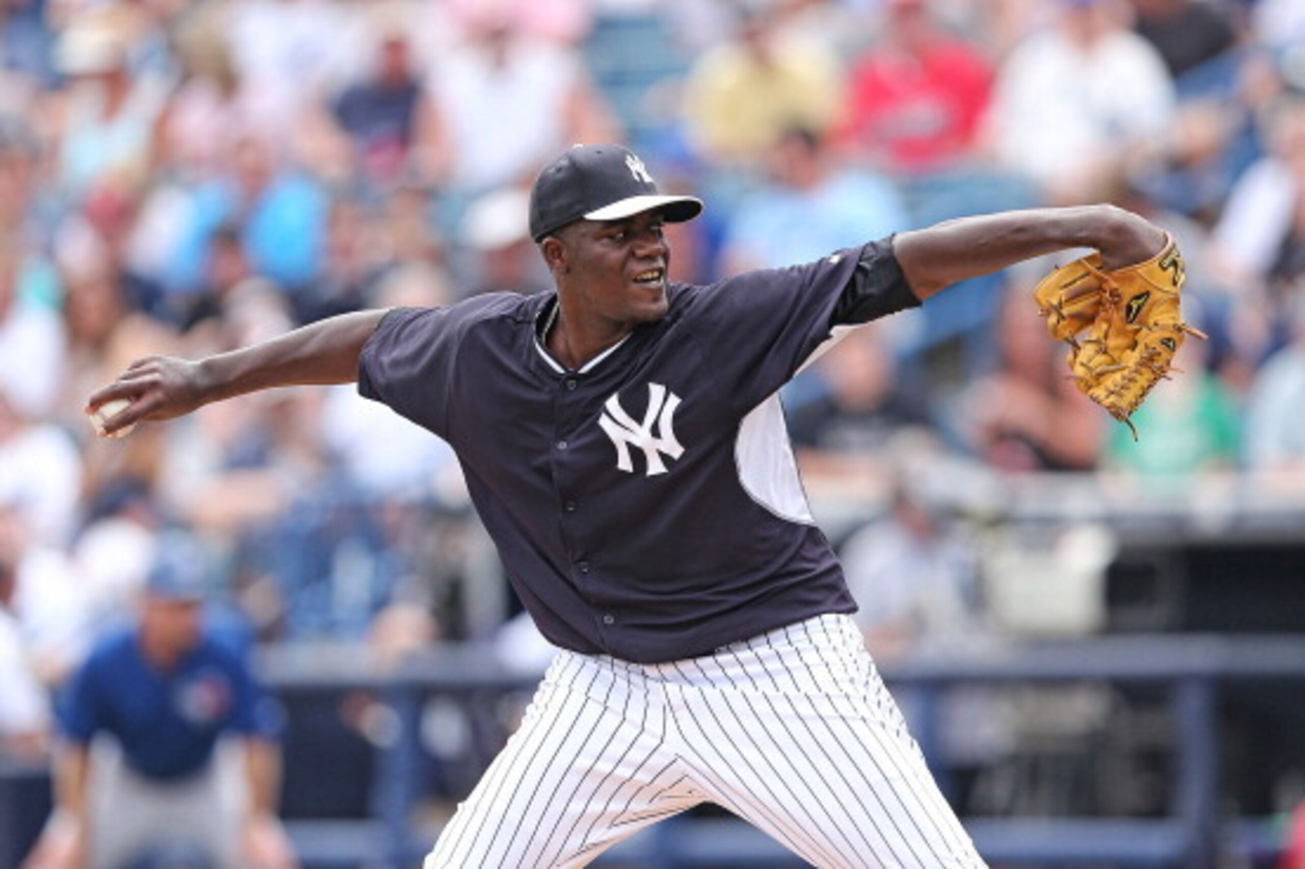 TAMPA, FL - MARCH 23: Michael Pineda #35 of the New York Yankees pitches in the first inning of the game against the Toronto Blue Jays at George M. Steinbrenner Field on March 23, 2014 in Tampa, Florida.  (Photo by Leon Halip/Getty Images)
