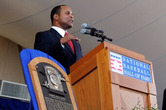Barry Larkin at the 2012 induction ceremony.