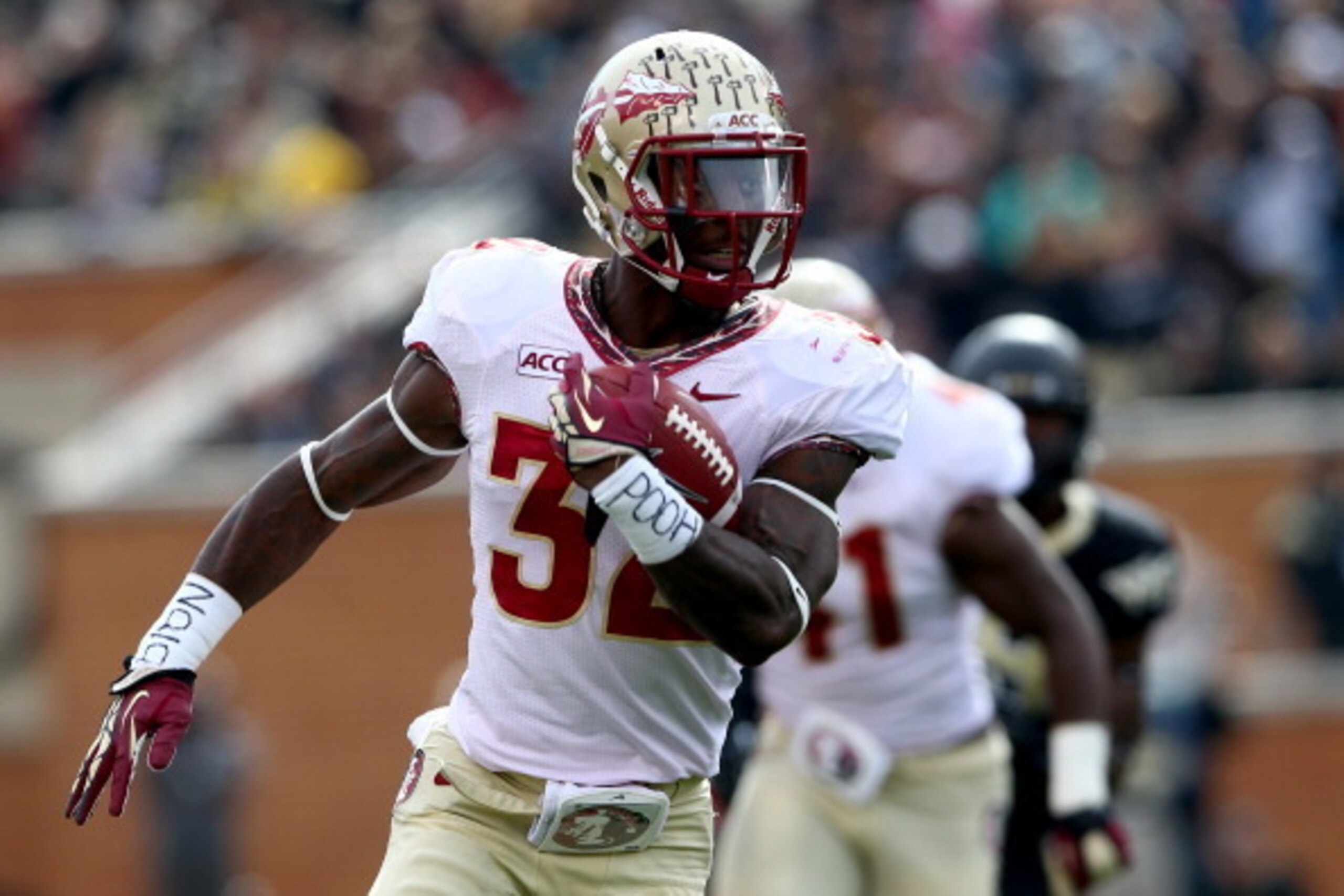 WINSTON SALEM, NC - NOVEMBER 09:  James Wilder Jr. #32 of the Florida State Seminoles during their game at BB&T Field on November 9, 2013 in Winston Salem, North Carolina.  (Photo by Streeter Lecka/Getty Images)
