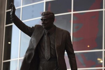 SOUTHAMPTON, UNITED KINGDOM - MARCH 22:  The newly erected statue of Ted Bates is pictured during the Coca-Cola Championship match between Southampton and Coventry City at St. Marys Stadium on March 22, 2008 in Southampton, England.  (Photo by Bryn Lennon