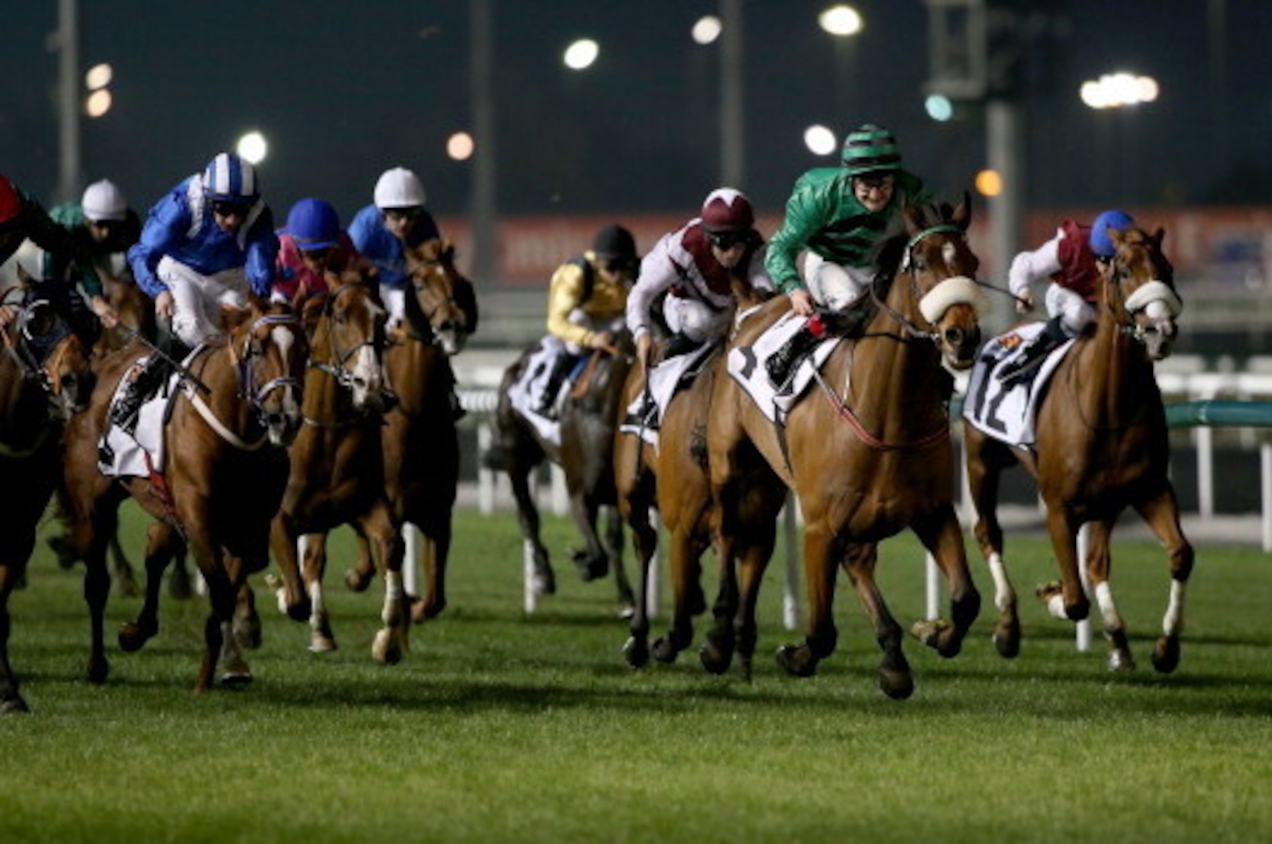 DUBAI, UNITED ARAB EMIRATES - JANUARY 23:  Shane Foley riding  Certerach wins Race 2, GN Focus  during the third Dubai World Cup Carnival Meetingduring the third Dubai World Cup Carnival Meeting at the Meydan Racecourse on January 23, 2014 in Dubai, Unite