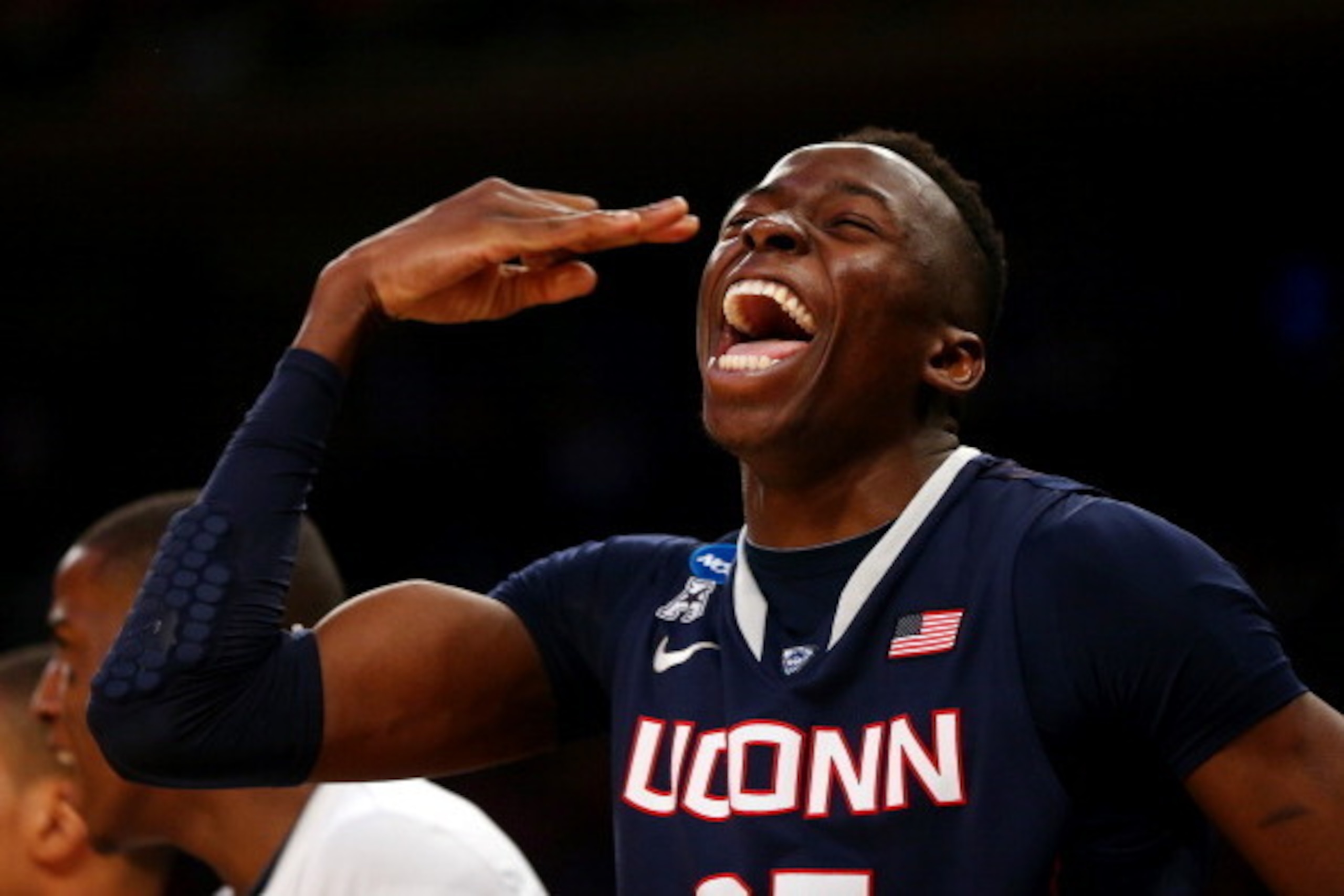 NEW YORK, NY - MARCH 28: Amida Brimah #35 of the Connecticut Huskies reacts late in the game against the Iowa State Cyclones during the regional semifinal of the 2014 NCAA Men's Basketball Tournament at Madison Square Garden on March 28, 2014 in New York NEW YORK, NY - MARCH 28: Amida Brimah #35 of the Connecticut Huskies reacts late in the game against the Iowa State Cyclones during the regional semifinal of the 2014 NCAA Men's Basketball Tournament at Madison Square Garden on March 28, 2014 in New York