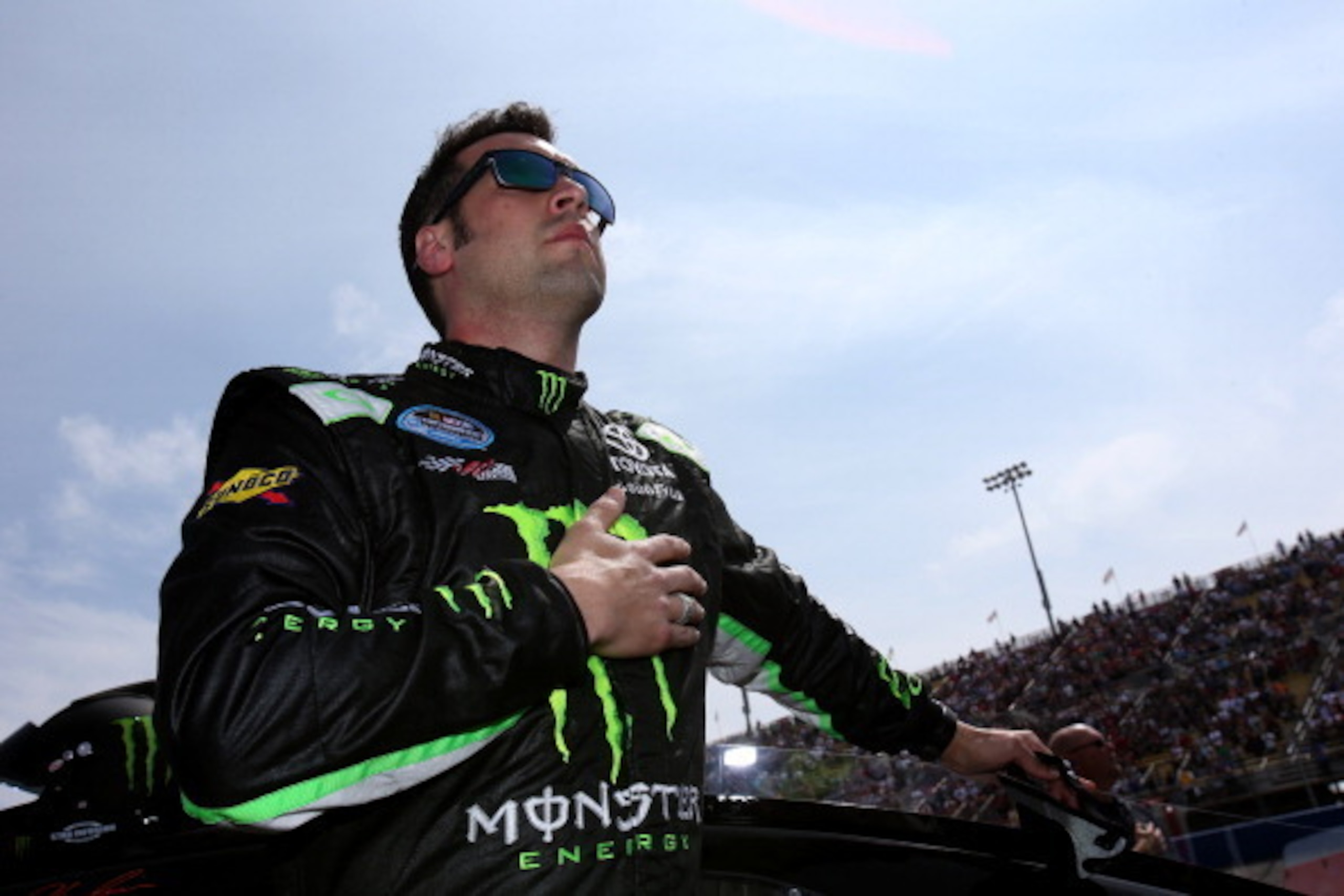 FONTANA, CA - MARCH 23: Sam Hornish Jr., driver of the #11 FedEx Express Toyota, prepares for the NASCAR Sprint Cup Series Auto Club 400 at Auto Club Speedway on March 23, 2014 in Fontana, California. Hornish is replacing Denny Hamlin who was not cleare FONTANA, CA - MARCH 23: Sam Hornish Jr., driver of the #11 FedEx Express Toyota, prepares for the NASCAR Sprint Cup Series Auto Club 400 at Auto Club Speedway on March 23, 2014 in Fontana, California. Hornish is replacing Denny Hamlin who was not cleare