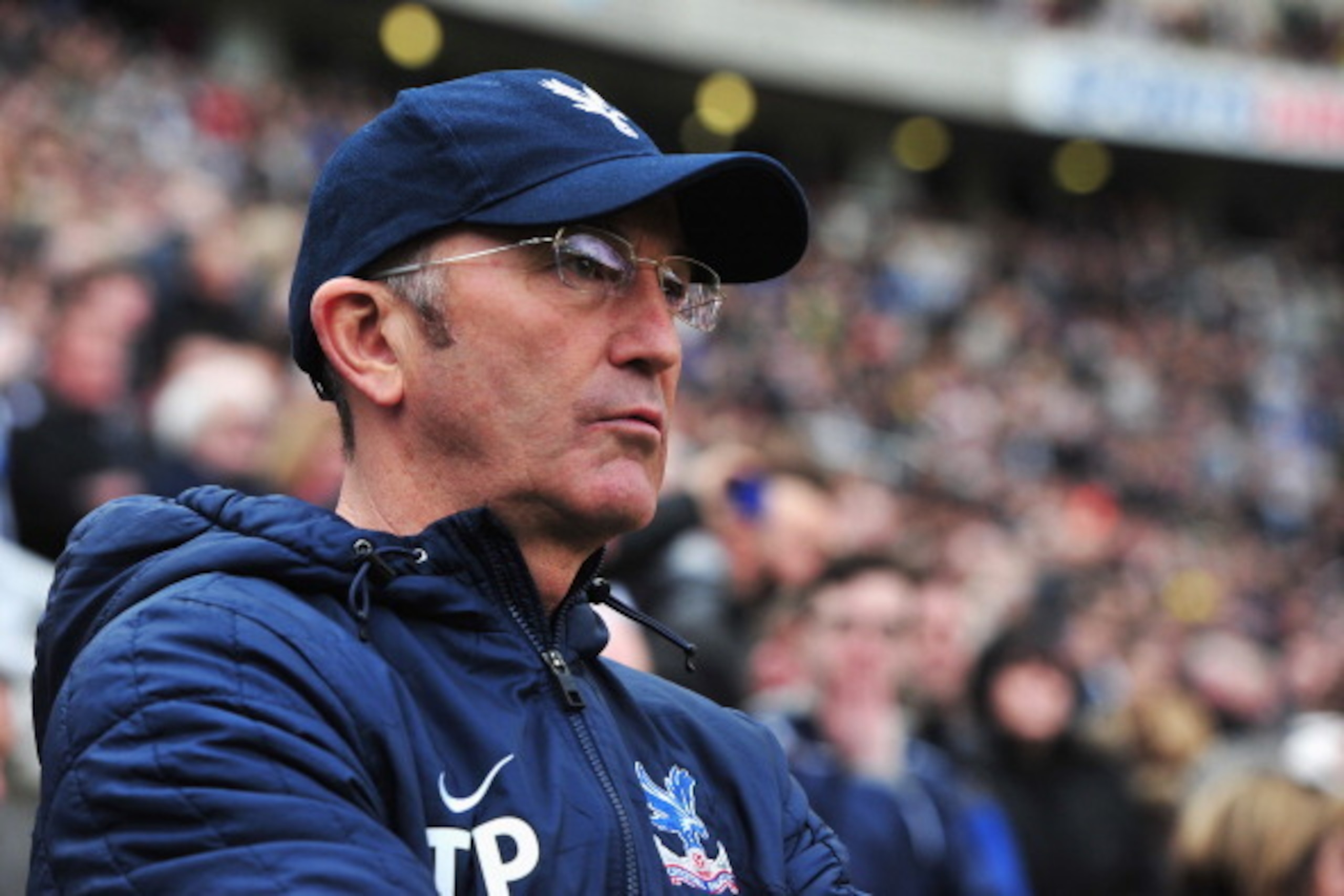 NEWCASTLE UPON TYNE, ENGLAND - MARCH 22:  Manager Tony Pulis of Crystal Palace looks on during the Barclays Premier League match between Newcastle United and Crystal Palace at St James' Park on March 22, 2014 in Newcastle upon Tyne, England.  (Photo by Ma