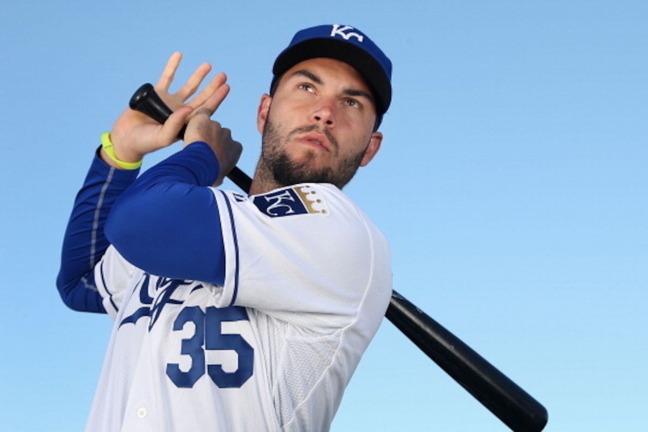 SURPRISE, AZ - FEBRUARY 24:  Eric Hosmer #35 of the Kansas City Royals poses for a portrait during spring training photo day at Surprise Stadium on February 24, 2014 in Surprise, Arizona.  (Photo by Christian Petersen/Getty Images)