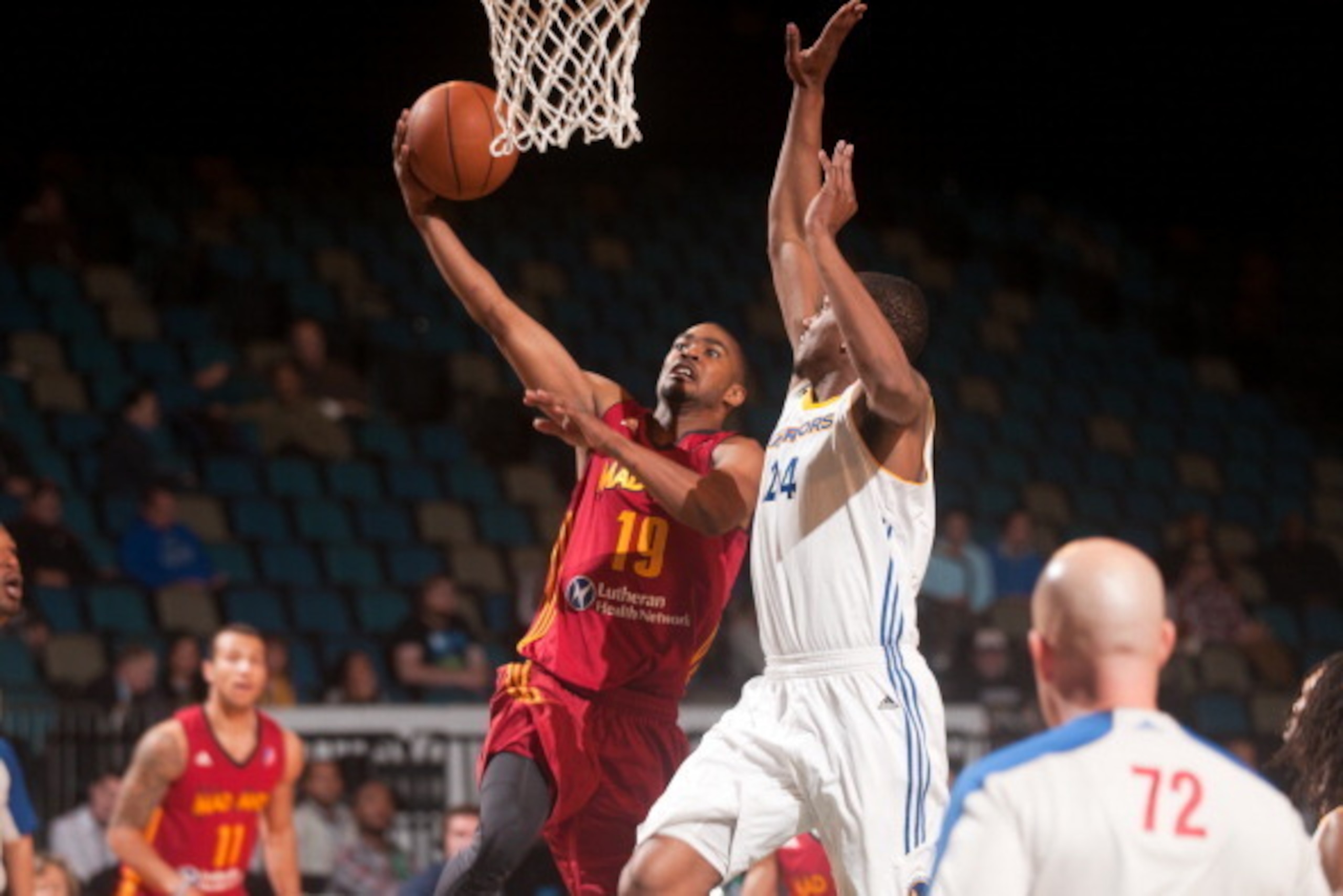RENO, NV - JANUARY 6:  Ron Howard #19 of the Fort Wayne Mad Ants drives to the basket against the Santa Cruz Warriors during the 2014 NBA D-League Showcase on January 6, 2014 at the Reno Events Center in Reno, Nevada. NOTE TO USER: User expressly acknowle