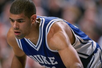 5 Feb 1998:  Forward Shane Battier of the Duke Blue Devils in action during a game against the North Carolina Tar Heels at the Dean Smith Center in Chapel Hill, North Carolina.  North Carolina defeated Duke 97-73. Mandatory Credit: Andy Lyons  /Allsport