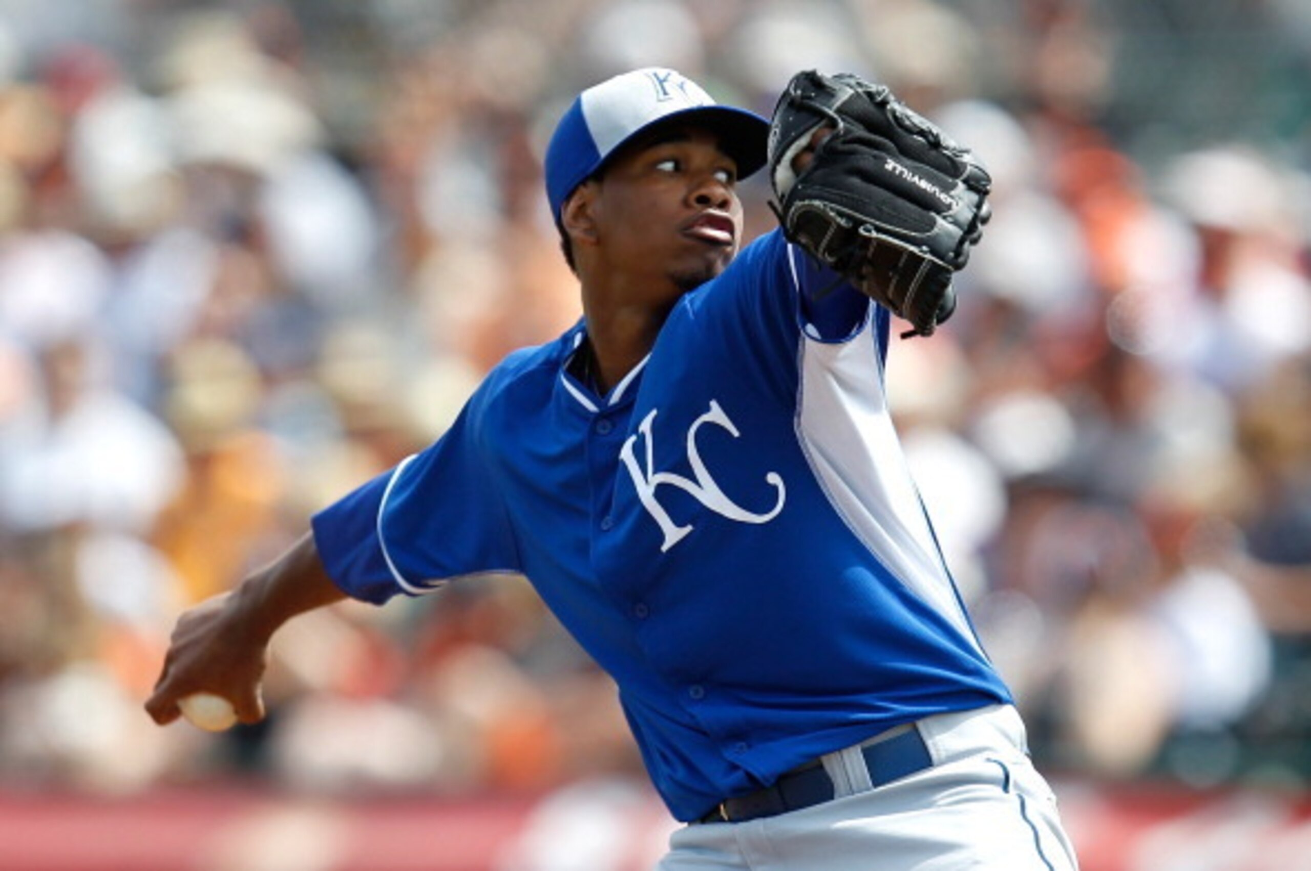 SCOTTSDALE, AZ - MARCH 23:  Yordano Ventura #30 of the Kansas City Royals pitches during a game against the San Francisco Giants at Scottsdale Stadium on March 23, 2014 in Scottsdale, Arizona.  (Photo by Sarah Glenn/Getty Images)