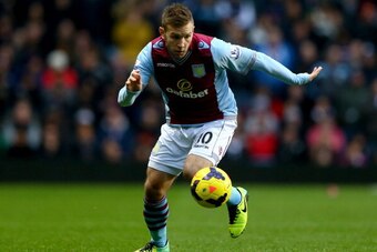 BIRMINGHAM, ENGLAND - DECEMBER 15:  Andreas Weimann of Aston Villa in action during the Barclays Premier League match between Aston Villa and Manchester United at Villa Park on December 15, 2013 in Birmingham, England.  (Photo by Matthew Lewis/Getty Image