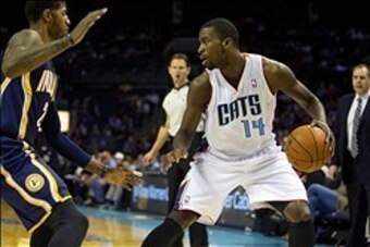 Mar 5, 2014; Charlotte, NC, USA; Charlotte Bobcats small forward Michael Kidd-Gilchrist (14) drives to the basket during the first quarter against the Indiana Pacers at Time Warner Cable Arena. Mandatory Credit: Joshua S. Kelly-USA TODAY Sports