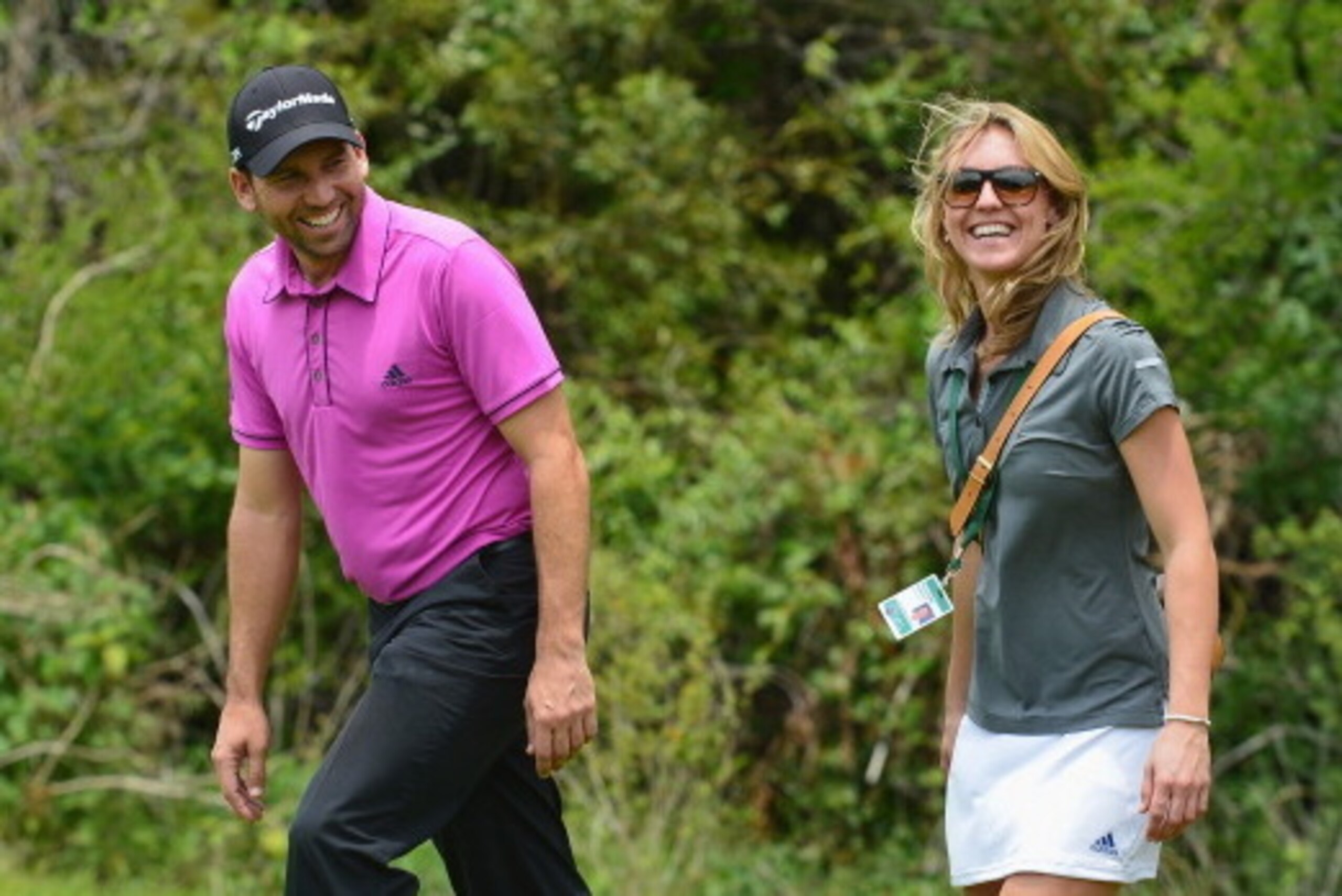 SUN CITY, SOUTH AFRICA - DECEMBER 03:  Sergio Garcia of Spain with his friend  Katharina Boehm during the pro - am prior to the start of the Nedban Golf Challenge at Gary Player CC on December 3, 2013 in Sun City, South Africa.  (Photo by Stuart Franklin/