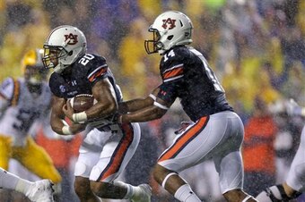 Auburn QB Nick Marshall (right) and RB Corey Grant