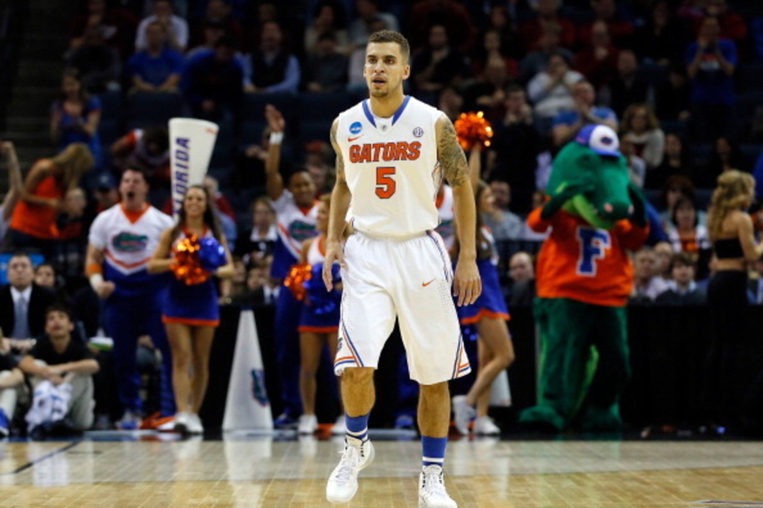 MEMPHIS, TN - MARCH 29: Scottie Wilbekin #5 of the Florida Gators looks on against the Dayton Flyers during the south regional final of the 2014 NCAA Men's Basketball Tournament at the FedExForum on March 29, 2014 in Memphis, Tennessee. (Photo by Kevin C MEMPHIS, TN - MARCH 29: Scottie Wilbekin #5 of the Florida Gators looks on against the Dayton Flyers during the south regional final of the 2014 NCAA Men's Basketball Tournament at the FedExForum on March 29, 2014 in Memphis, Tennessee. (Photo by Kevin C