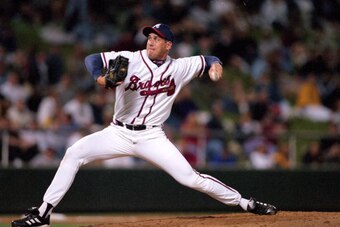 14 Mar 2000:  Pitcher John Rocker #49 of the Atlanta Braves winds back to pitch the ball during a Spring Training Game against the Detroit Tigers at Disney Wide World of Sports in Orlando, Florida.. Mandatory Credit: Otto Greule Jr.  /Allsport