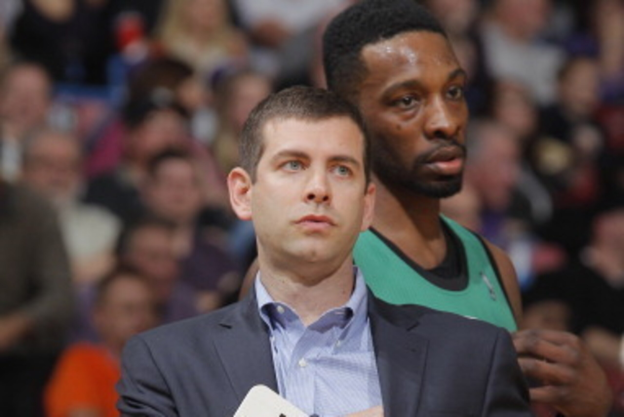 SACRAMENTO, CA - FEBRUARY 22: Head coach Brad Stevens of the Boston Celtics coaches against the Sacramento Kings on February 22, 2014 at Sleep Train Arena in Sacramento, California. NOTE TO USER: User expressly acknowledges and agrees that, by downloading