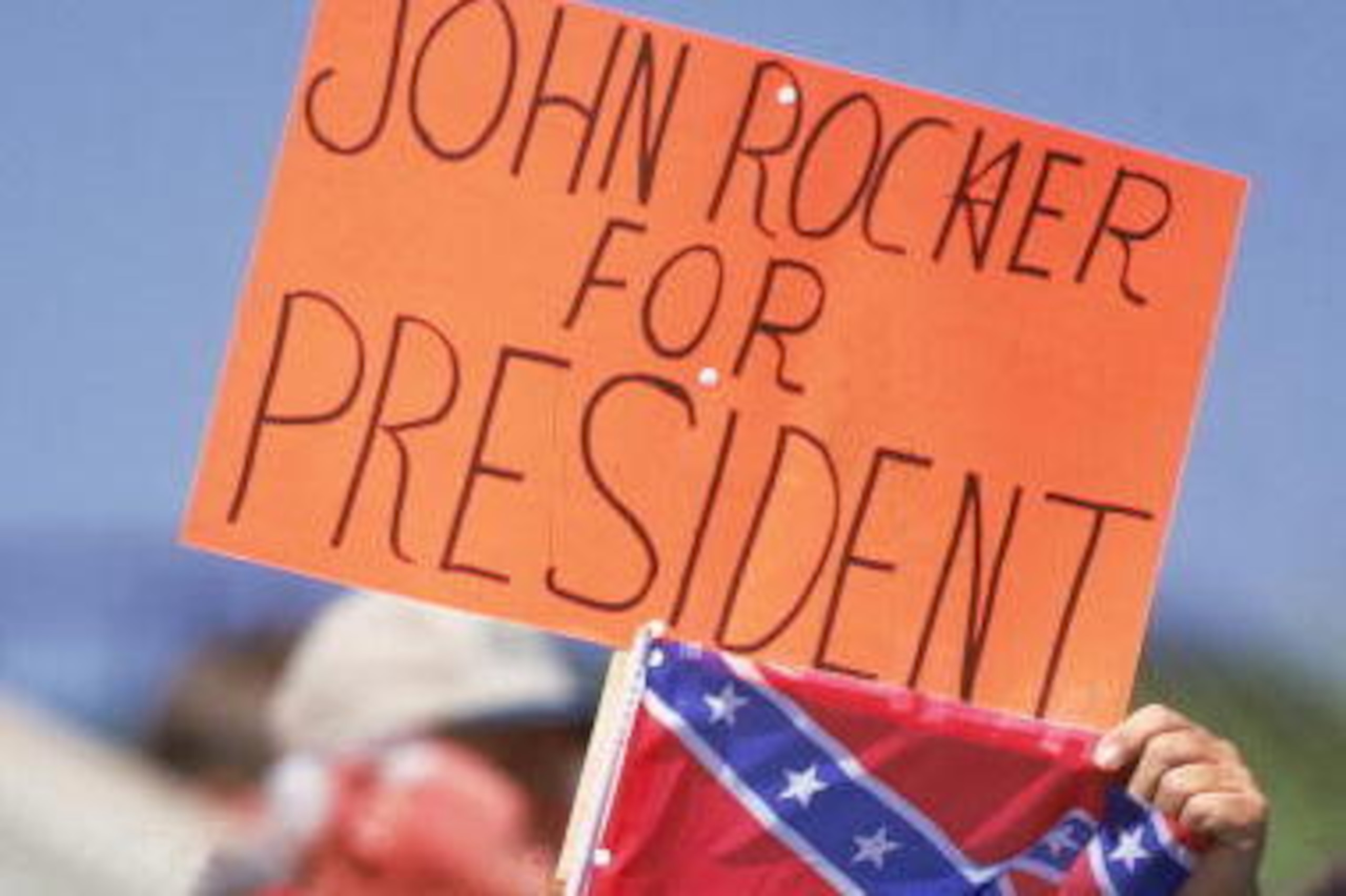7 Mar 2000:  A fan of John Rocker #49 of the Atlanta Braves holds up a sign that reads ' John Rocker for President' during the Spring Training Game against the Detriot Tigers at Joker Marohant Field in Lakland, Florida. The Braves defeated the Tigers 10-7