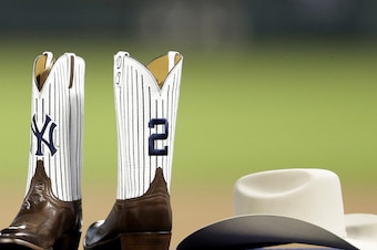 The boots and hat the Jeter received from the Astros.