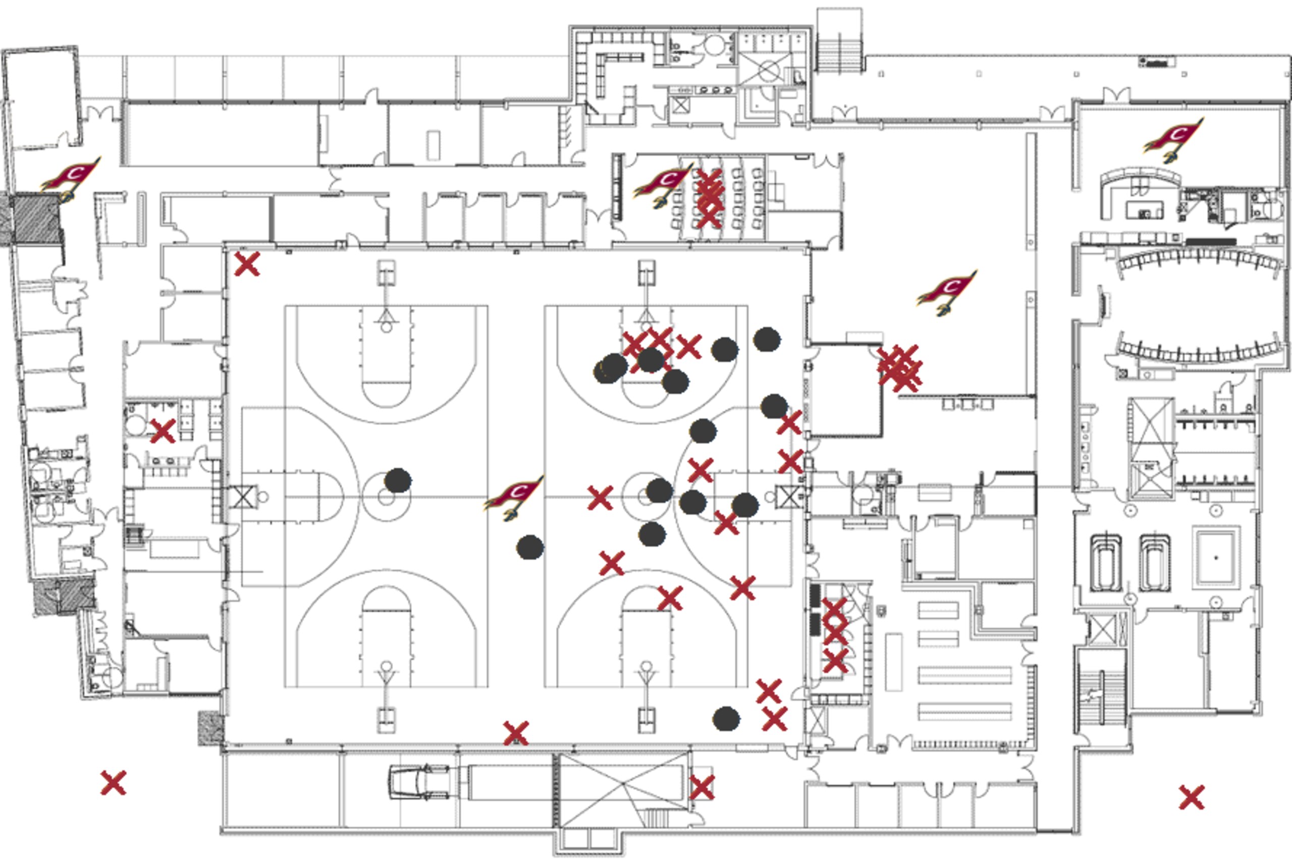 Bynum's "shot chart" at Cavs practice Bynum's "shot chart" at Cavs practice