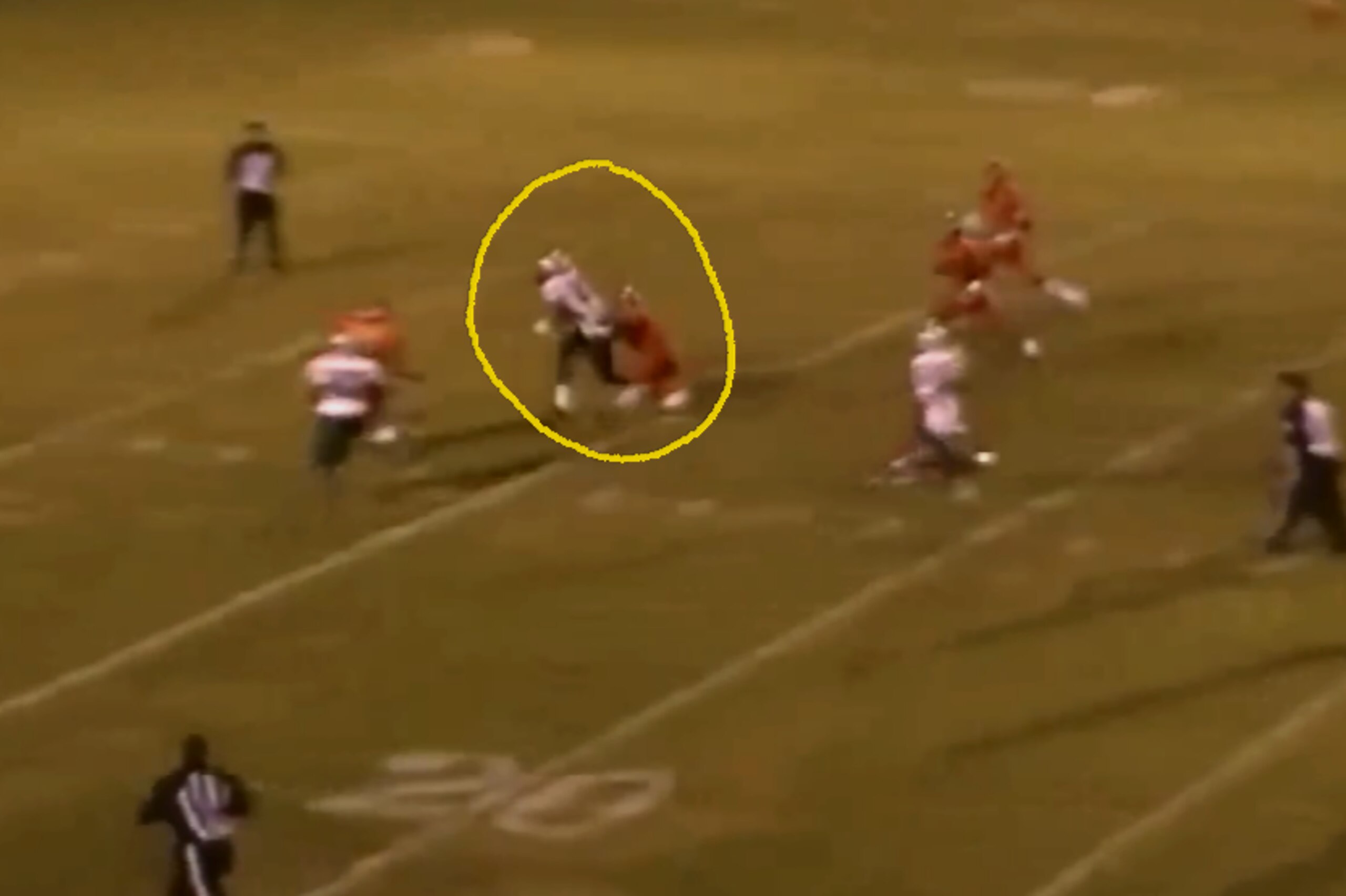 Flowers routinely runs through tackles.