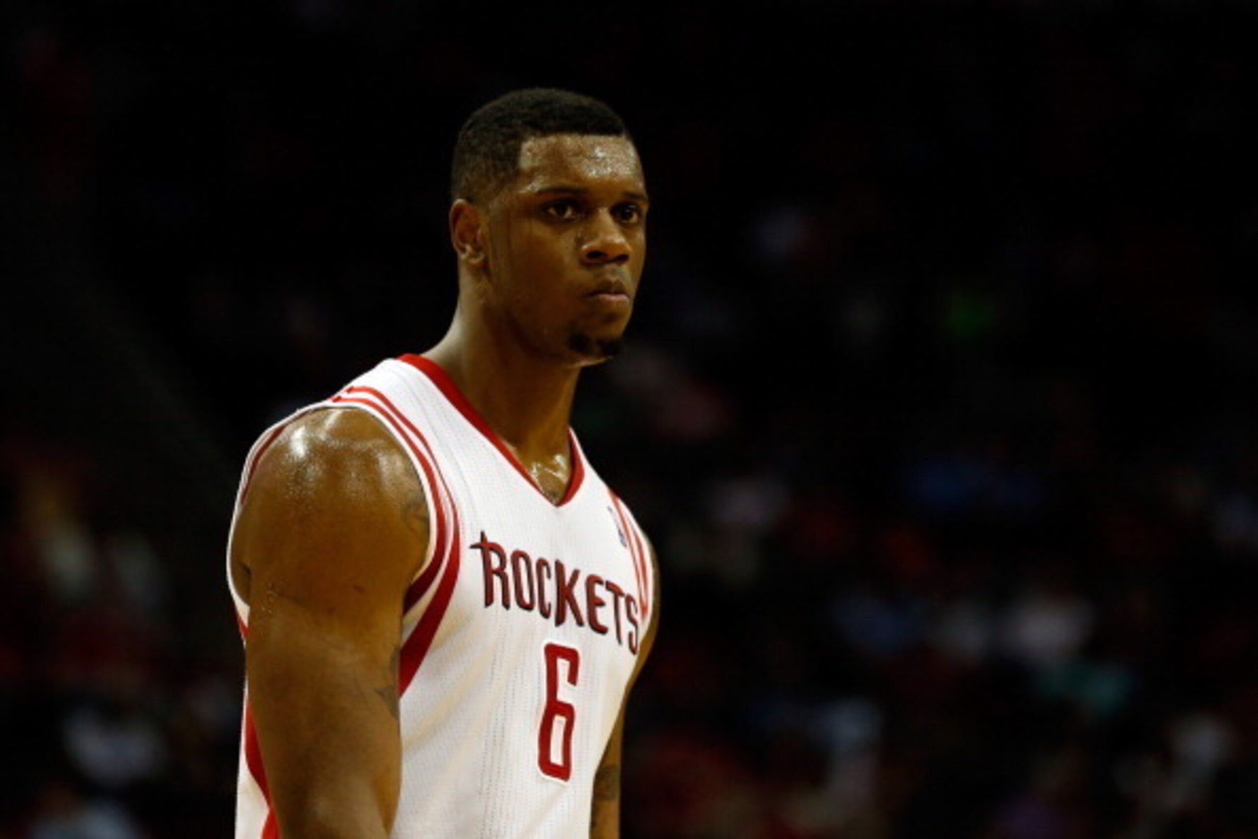 HOUSTON, TX - APRIL 04:  Terrence Jones #6 of the Houston Rockets looks on against the Oklahoma City Thunder during a game at the Toyota Center on April 4, 2014 in Houston, Texas. NOTE TO USER: User expressly acknowledges and agrees that, by downloading a