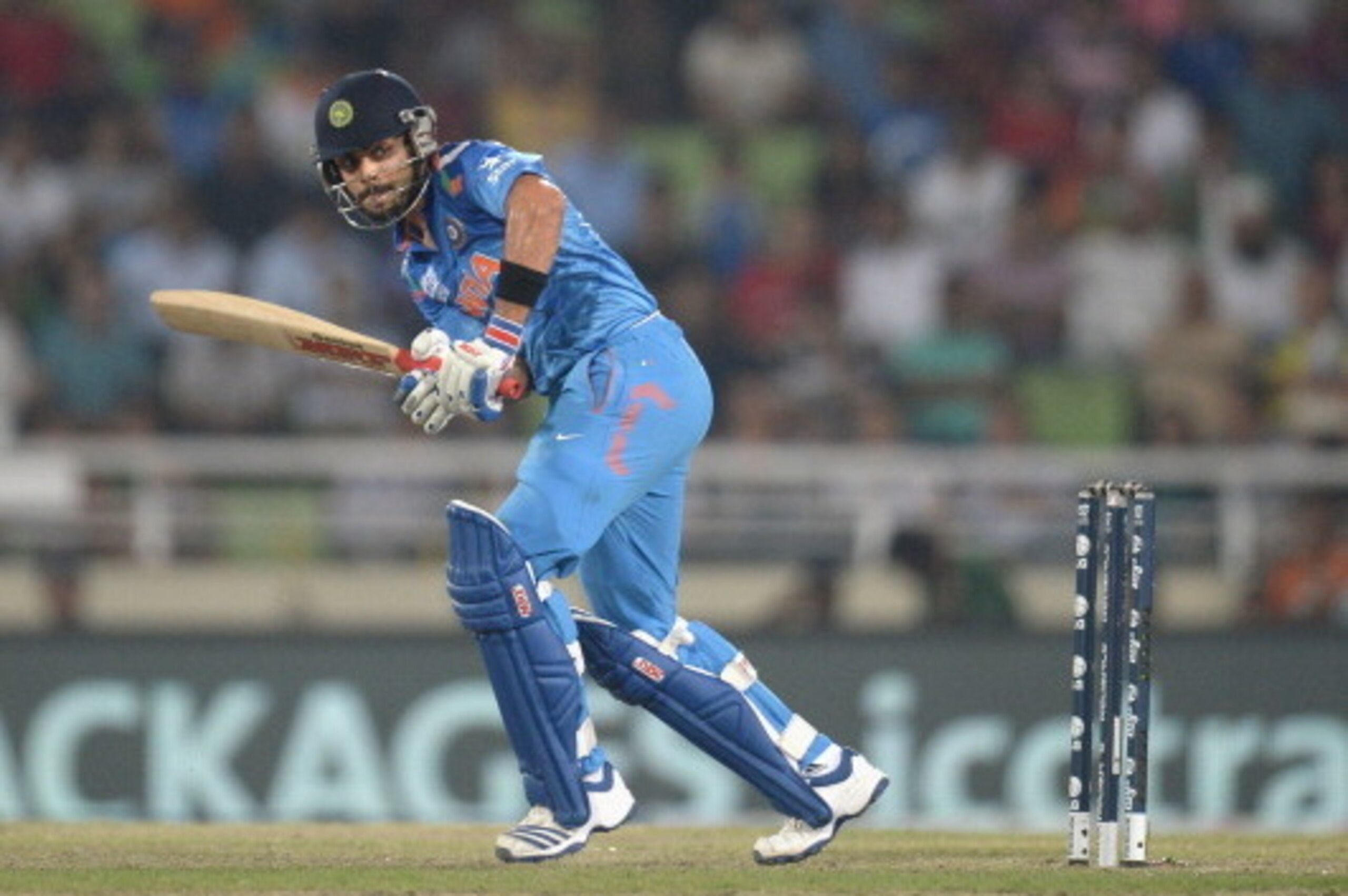 DHAKA, BANGLADESH - APRIL 04:  Virat Kohli of India bats during the ICC World Twenty20 Bangladesh 2014 semi final between India and South Africa at Sher-e-Bangla Mirpur Stadium on April 4, 2014 in Dhaka, Bangladesh.  (Photo by Gareth Copley/Getty Images)