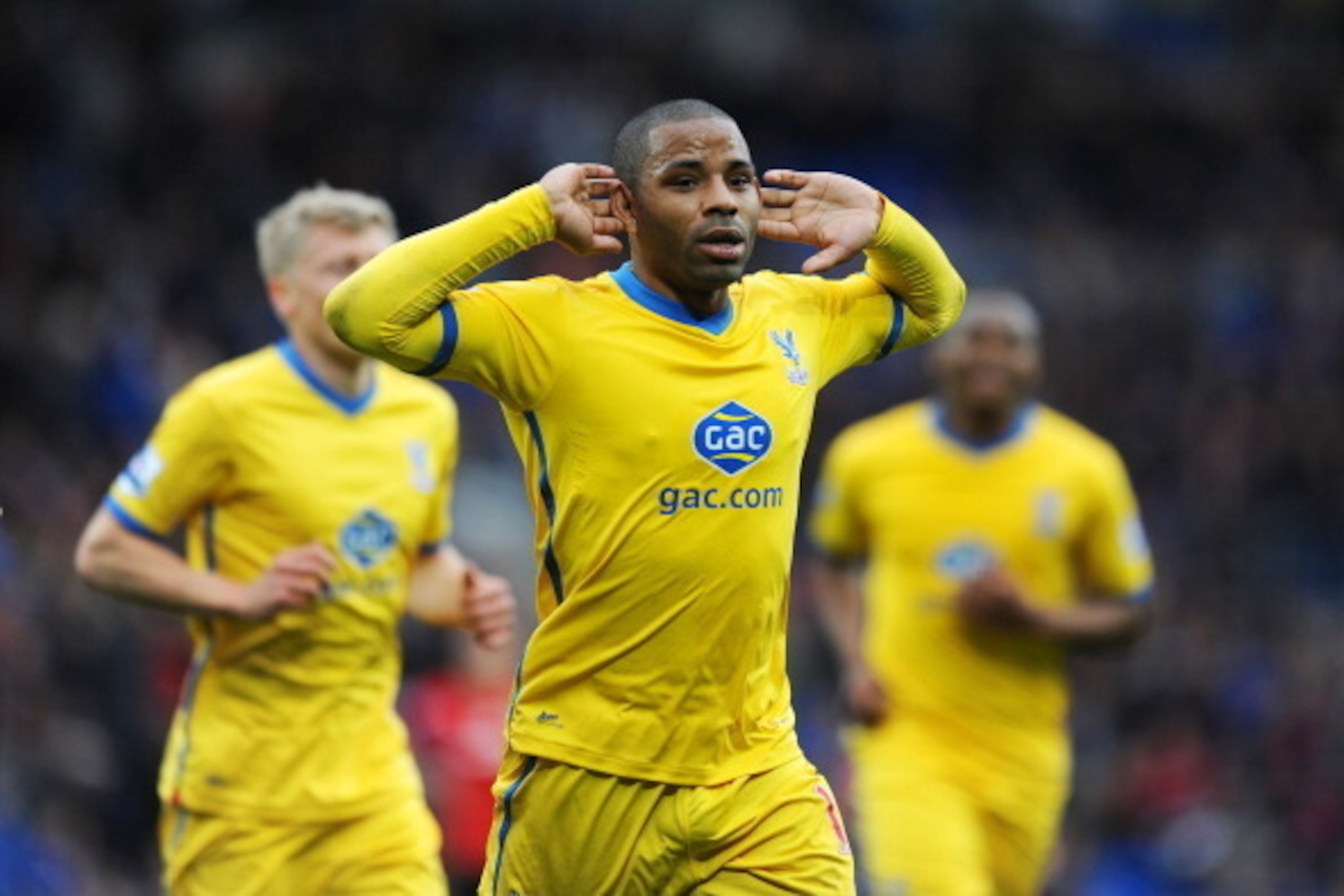 CARDIFF, WALES - APRIL 05:  Jason Puncheon of Crystal Palace celebrates after scoring his team's third goal during the Barclays Premier League match between Cardiff City and Crystal Palace at Cardiff City Stadium on April 5, 2014 in Cardiff, Wales.  (Phot