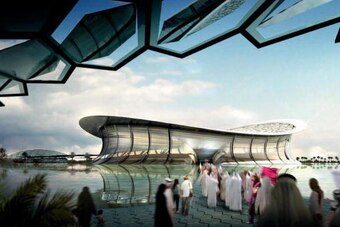 LUSAIL CITY, QATAR:  In this handout illustration provided by Qatar 2022, the Qatar 2022 Bid Committee today unveiled detailed plans for the iconic Lusail Stadium. With a capacity in excess of 86,000 and surrounded by water,  the stadium would host the Wo