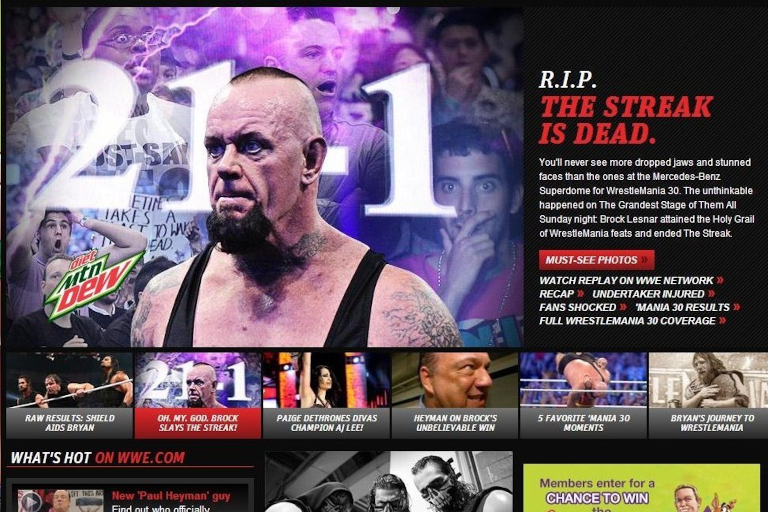 Screenshot from WWE.com Screenshot from WWE.com