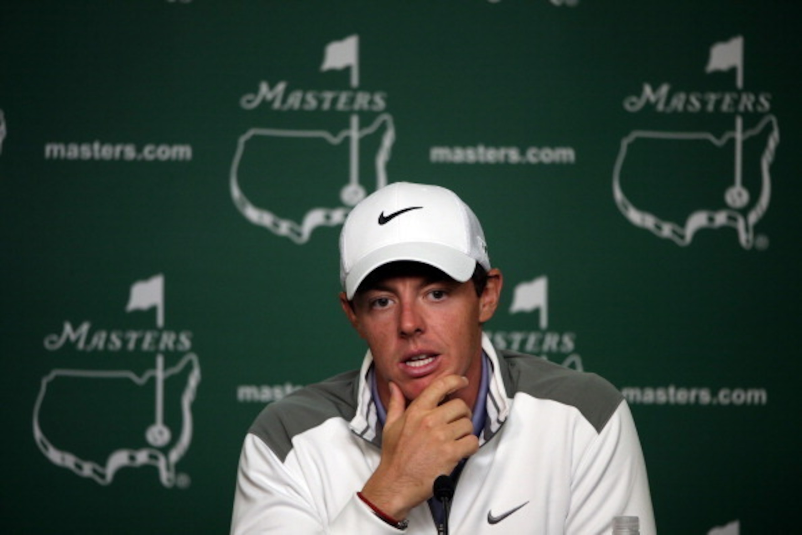 AUGUSTA, GA - APRIL 08: Rory McIlroy of Northern Ireland speaks with the media during a practice round prior to the start of the 2014 Masters Tournament at Augusta National Golf Club on April 8, 2014 in Augusta, Georgia. (Photo by Andrew Redington/Getty AUGUSTA, GA - APRIL 08: Rory McIlroy of Northern Ireland speaks with the media during a practice round prior to the start of the 2014 Masters Tournament at Augusta National Golf Club on April 8, 2014 in Augusta, Georgia. (Photo by Andrew Redington/Getty