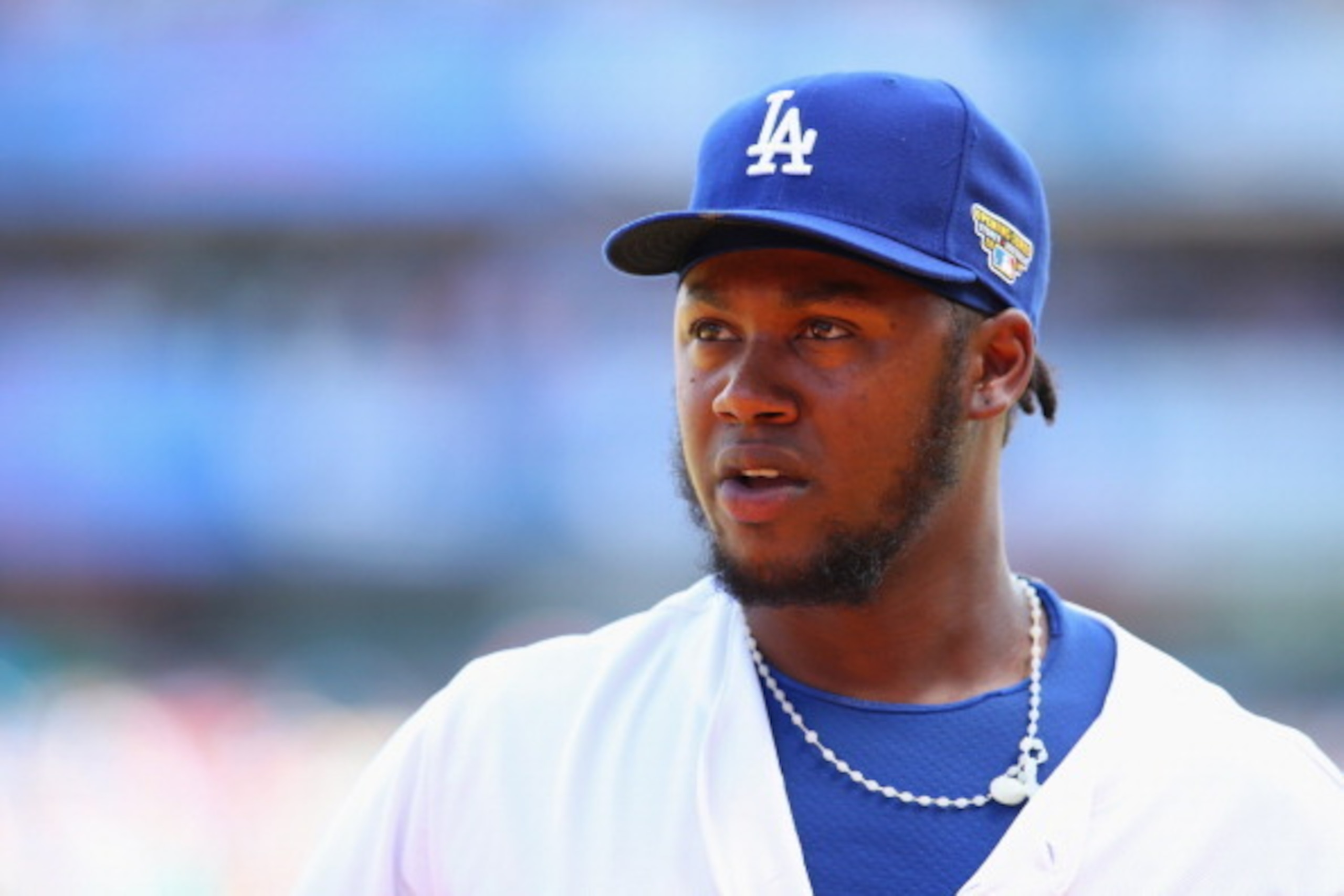 SYDNEY, AUSTRALIA - MARCH 23:  Hanley Ramirez of the Dodgers looks on as he warms up before the start of the MLB match between the Los Angeles Dodgers and the Arizona Diamondbacks at Sydney Cricket Ground on March 23, 2014 in Sydney, Australia.  (Photo by
