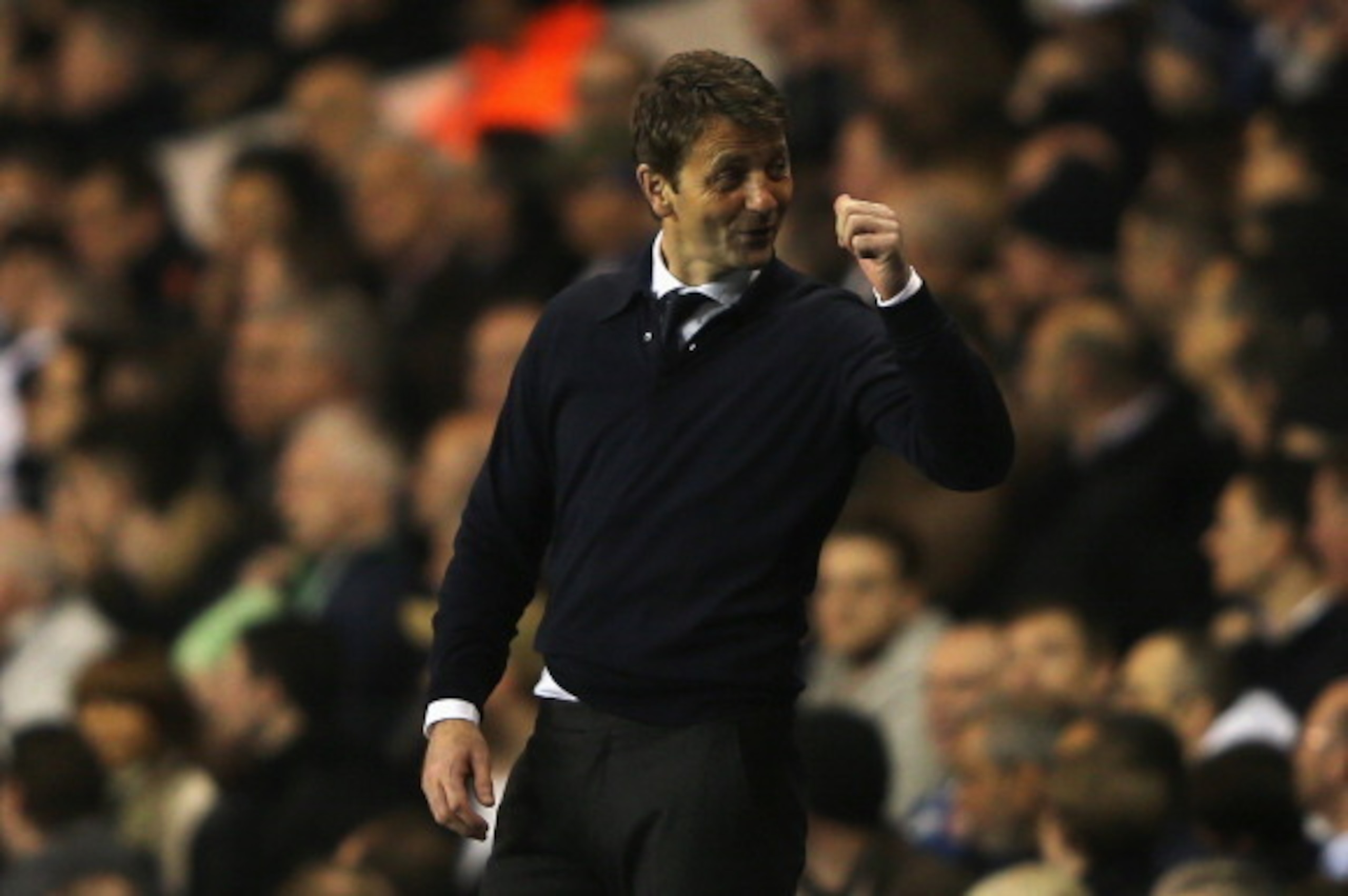 LONDON, ENGLAND - APRIL 07:  Tim Sherwood, manager of Tottenham Hotspur celebrates during the Barclays Premier League match between Tottenham Hotspur and Sunderland at White Hart Lane on April 7, 2014 in London, England.  (Photo by Ian Walton/Getty Images