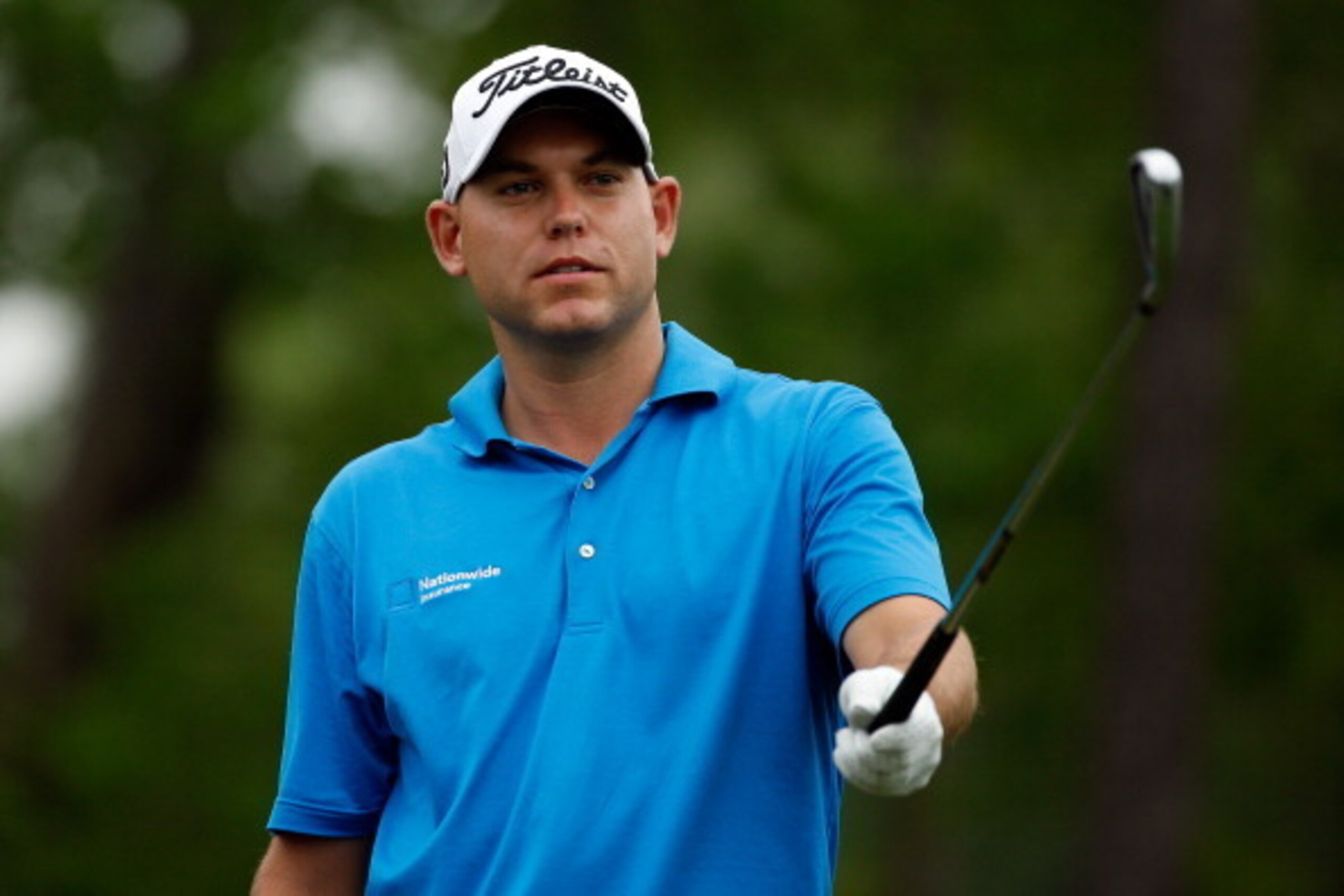 HUMBLE, TX - APRIL 03:  Bill Haas of the United States points on the ninth tee box during round one of the Shell Houston Open at the Golf Club of Houston on April 3, 2014 in Humble, Texas.  (Photo by Scott Halleran/Getty Images)
