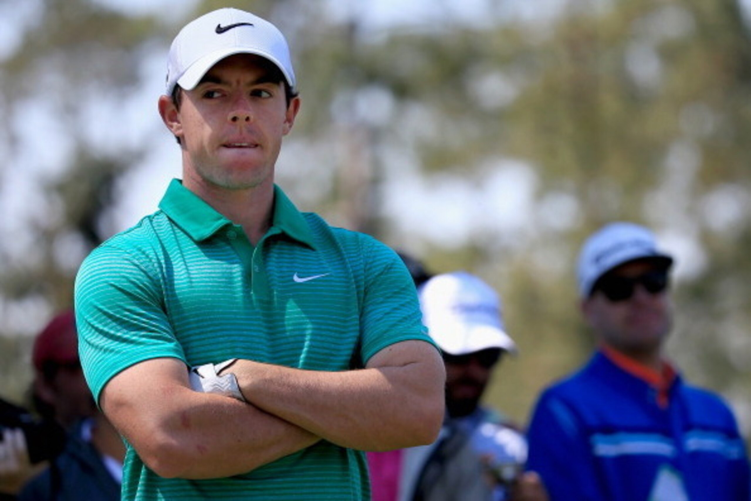 AUGUSTA, GA - APRIL 09:  Rory McIlroy of Northern Ireland waits on a tee boxduring a practice round prior to the start of the 2014 Masters Tournament at Augusta National Golf Club on April 9, 2014 in Augusta, Georgia.  (Photo by Rob Carr/Getty Images)