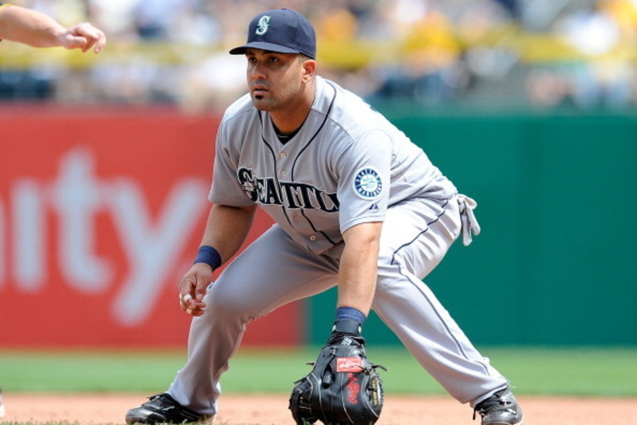 PITTSBURGH, PA - MAY 8: Kendrys Morales #8 of the Seattle Mariners plays the field during the game against the Pittsburgh Pirates on May 8, 2013 at PNC Park in Pittsburgh, Pennsylvania. (Photo by Joe Sargent/Getty Images) PITTSBURGH, PA - MAY 8: Kendrys Morales #8 of the Seattle Mariners plays the field during the game against the Pittsburgh Pirates on May 8, 2013 at PNC Park in Pittsburgh, Pennsylvania. (Photo by Joe Sargent/Getty Images)