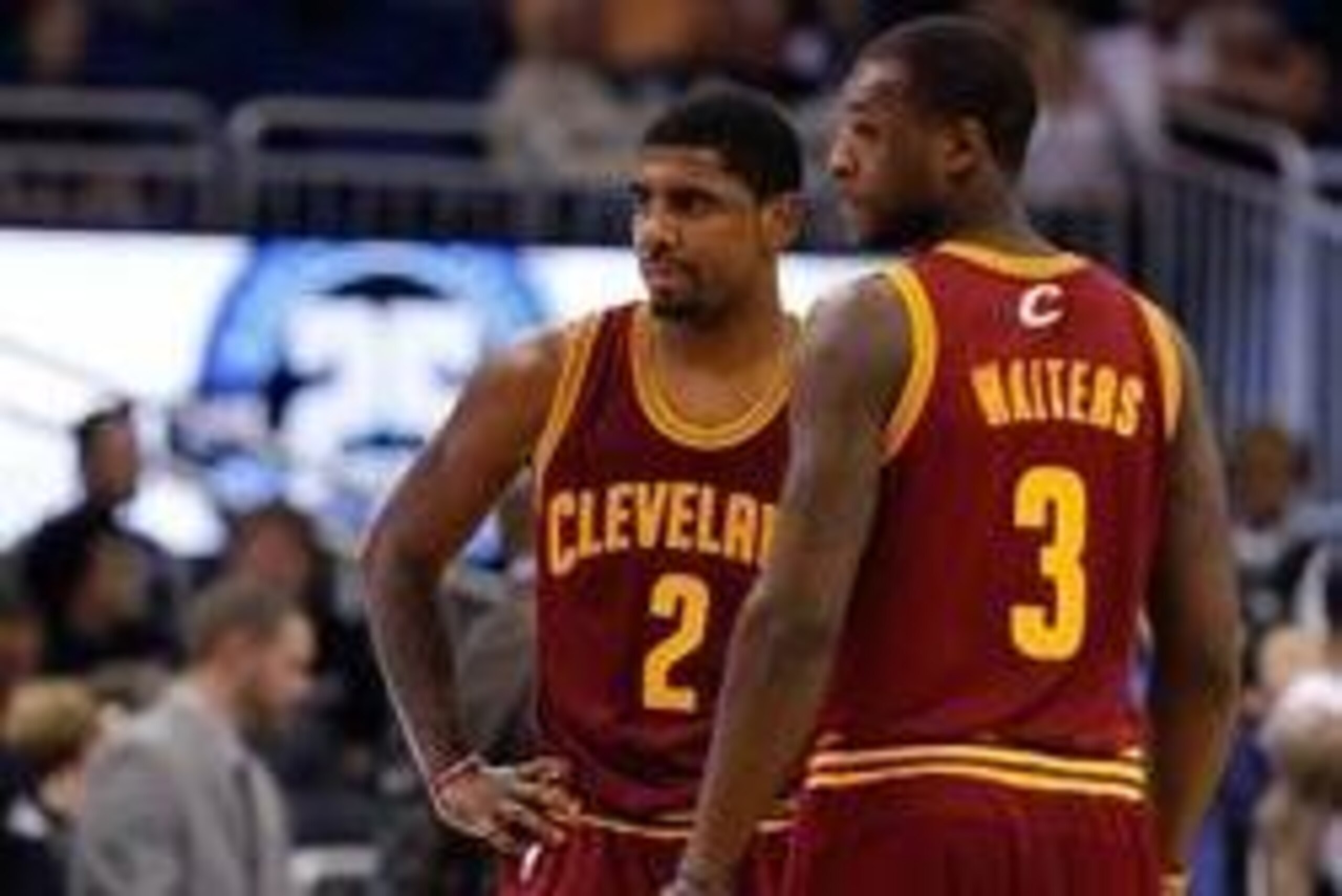 Dec 13, 2013; Orlando, FL, USA; Cleveland Cavaliers point guard Kyrie Irving (2) and shooting guard Dion Waiters (3) against the Orlando Magic during the first quarter at Amway Center. Mandatory Credit: Kim Klement-USA TODAY Sports