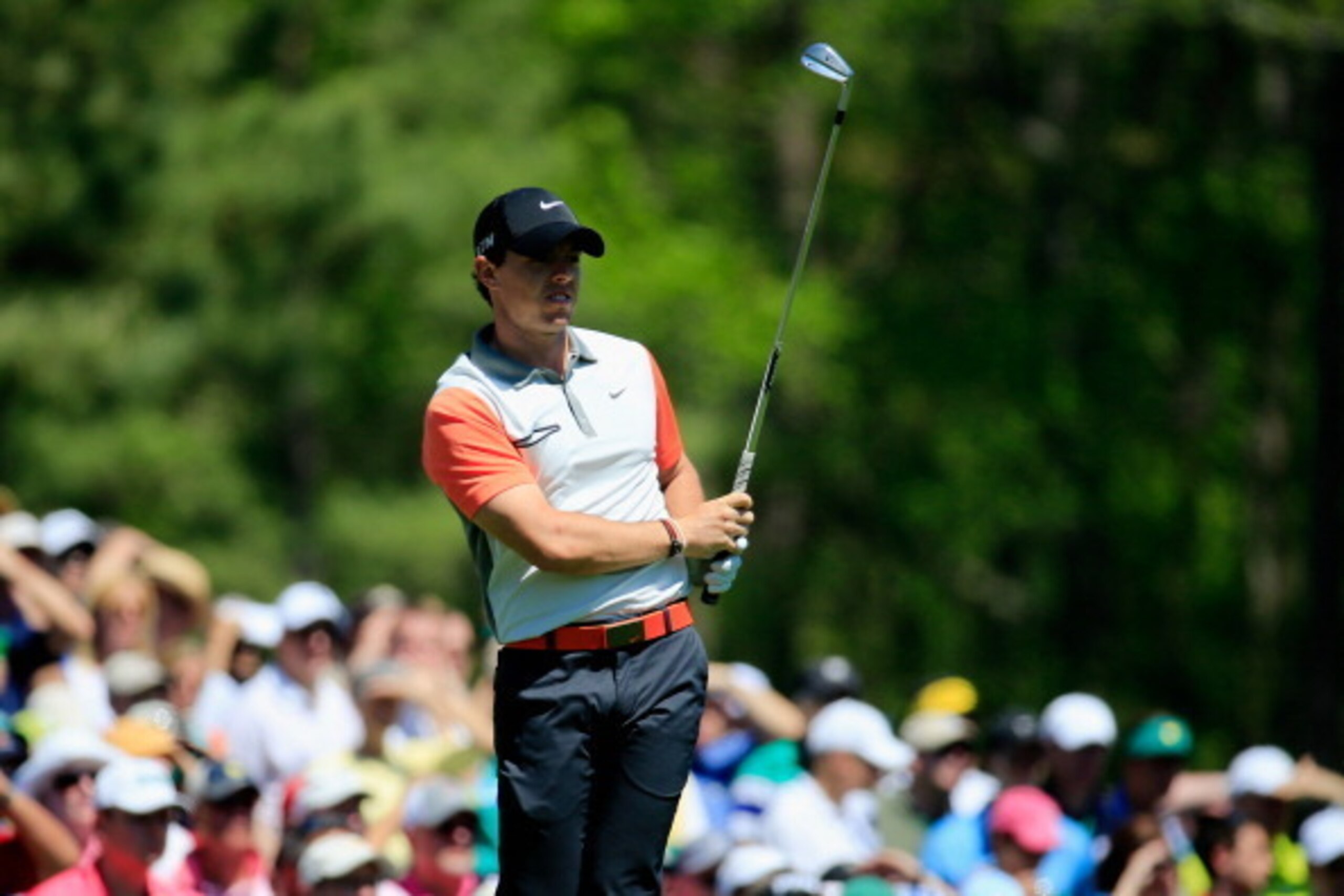 AUGUSTA, GA - APRIL 10:  Rory McIlroy of Northern Ireland watches his tee shot on the 12th hole during the first round of the 2014 Masters Tournament at Augusta National Golf Club on April 10, 2014 in Augusta, Georgia.  (Photo by Rob Carr/Getty Images)