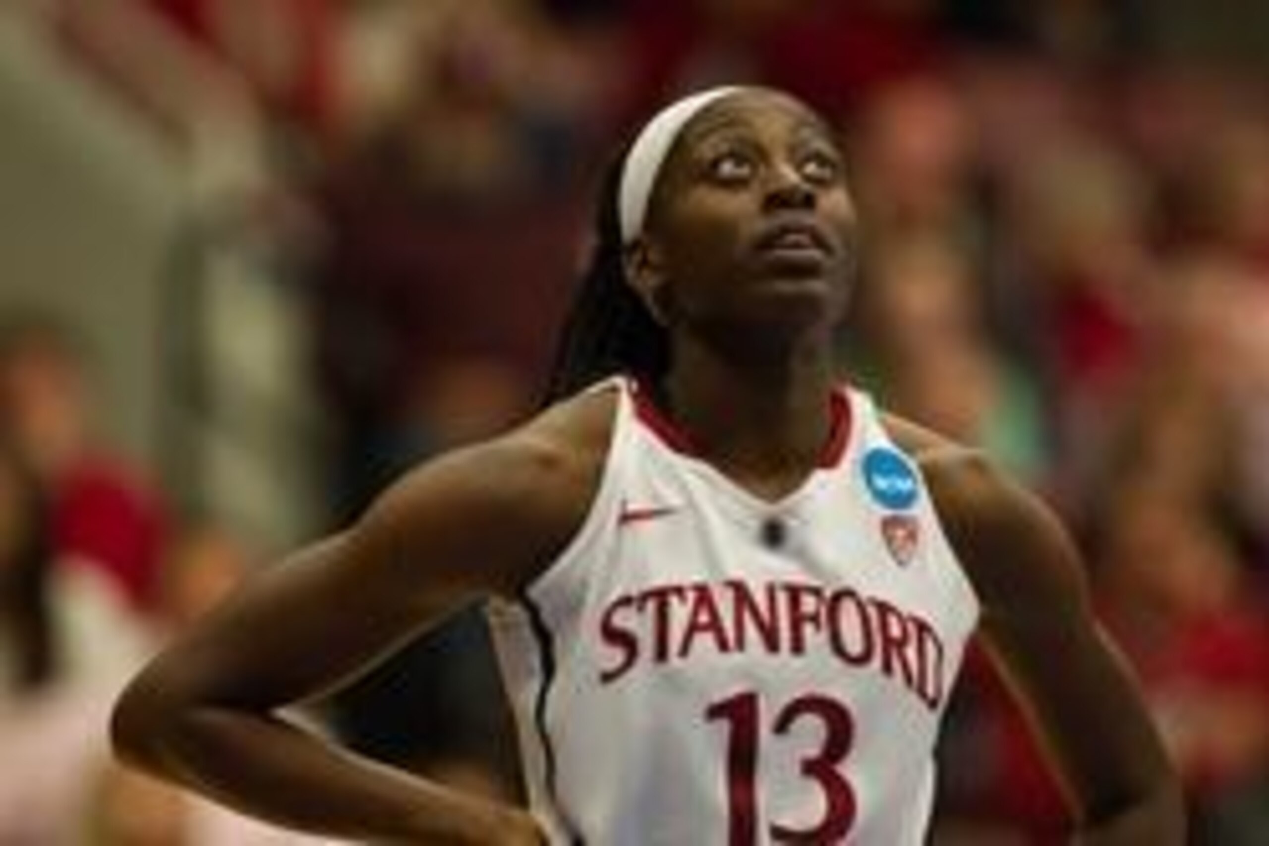 Apr 1, 2014; Stanford, CA, USA; Stanford Cardinal forward Chiney Ogwumike (13) lines up for a North Carolina Tar Heels free throw during the first half in the finals of the Stanford regional in the 2014 NCAA Tournament at at Maples Pavilion. Mandatory Cre