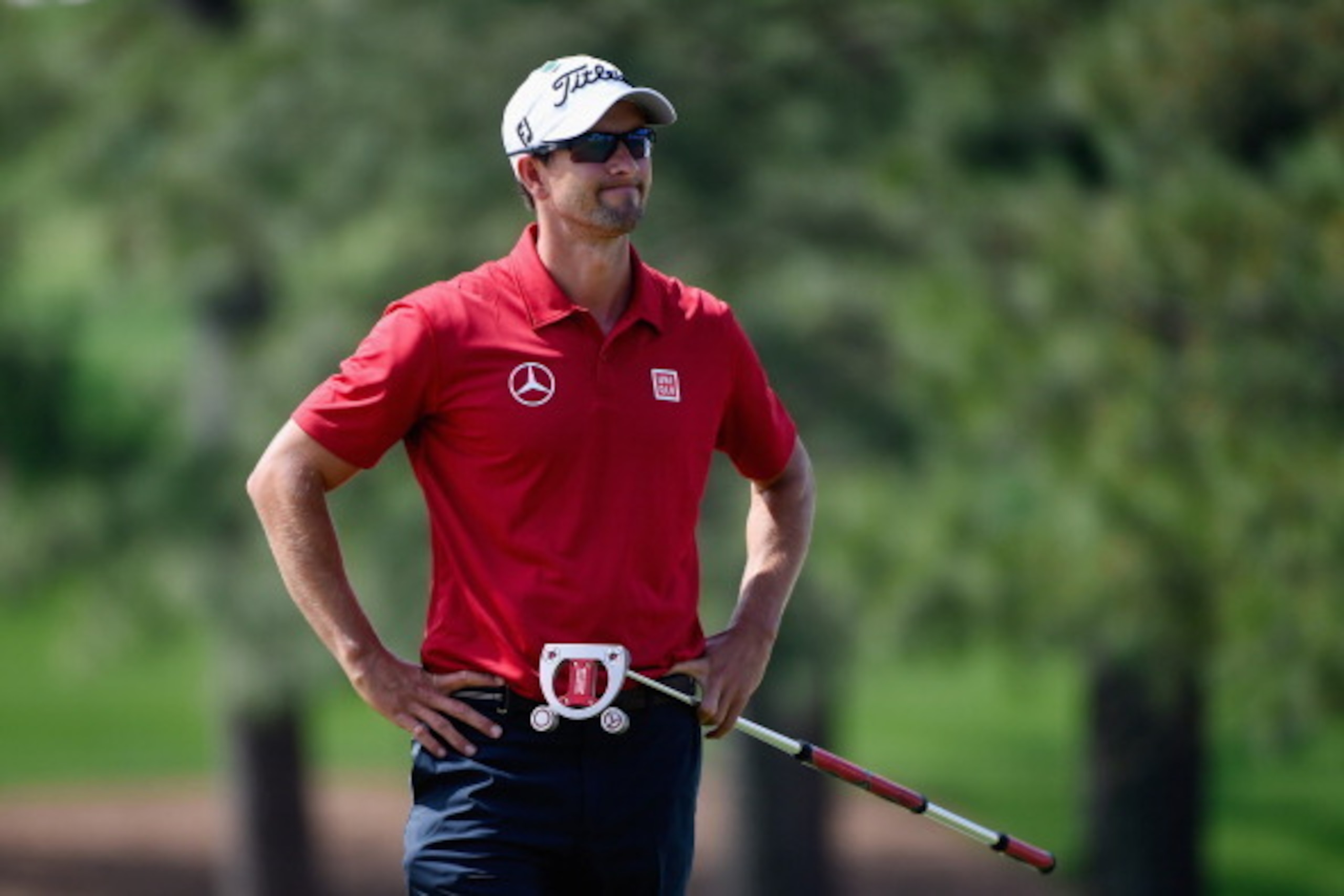 AUGUSTA, GA - APRIL 11:  Adam Scott of Australia reacts after missing a birdie putt on the seventh green during the second round of the 2014 Masters Tournament at Augusta National Golf Club on April 11, 2014 in Augusta, Georgia.  (Photo by Harry How/Getty