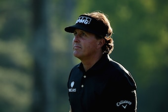 AUGUSTA, GA - APRIL 10:  Phil Mickelson of the United States walks down the fairway on th 17th hole during the first round of the 2014 Masters Tournament at Augusta National Golf Club on April 10, 2014 in Augusta, Georgia.  (Photo by Andrew Redington/Gett