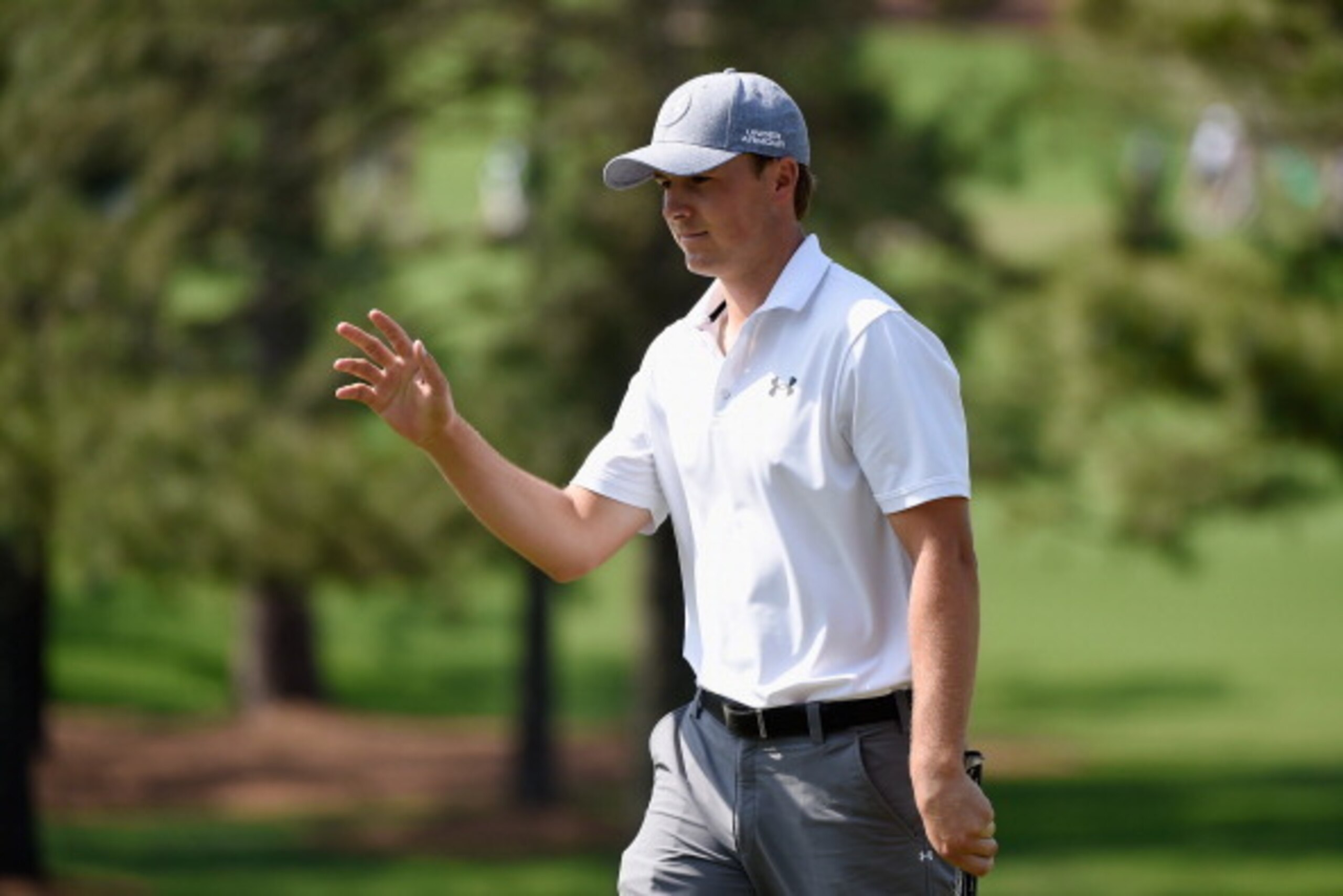AUGUSTA, GA - APRIL 11:  Jordan Spieth of the United States waves after putting on the seventh hole during the second round of the 2014 Masters Tournament at Augusta National Golf Club on April 11, 2014 in Augusta, Georgia.  (Photo by Harry How/Getty Imag