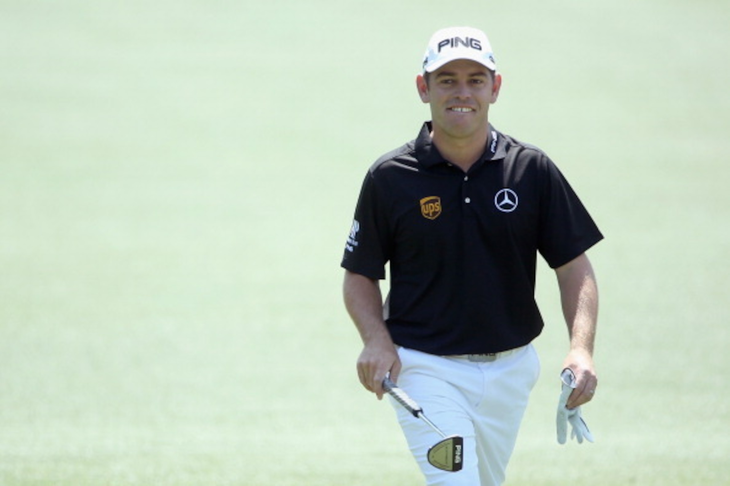 AUGUSTA, GA - APRIL 13:  Louis Oosthuizen of South Africa on the first green during the final round of the 2014 Masters Tournament at Augusta National Golf Club on April 13, 2014 in Augusta, Georgia.  (Photo by Andrew Redington/Getty Images)