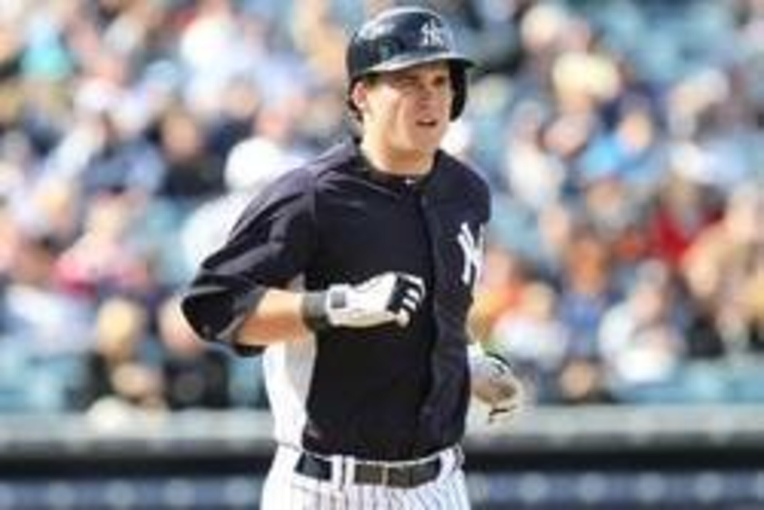 March 2, 2013; Tampa, FL, USA; New York Yankees right fielder Tyler Austin (88) gets walked against the Detroit Tigers at George M. Steinbrenner Field. Mandatory Credit: Kim Klement-USA TODAY Sports