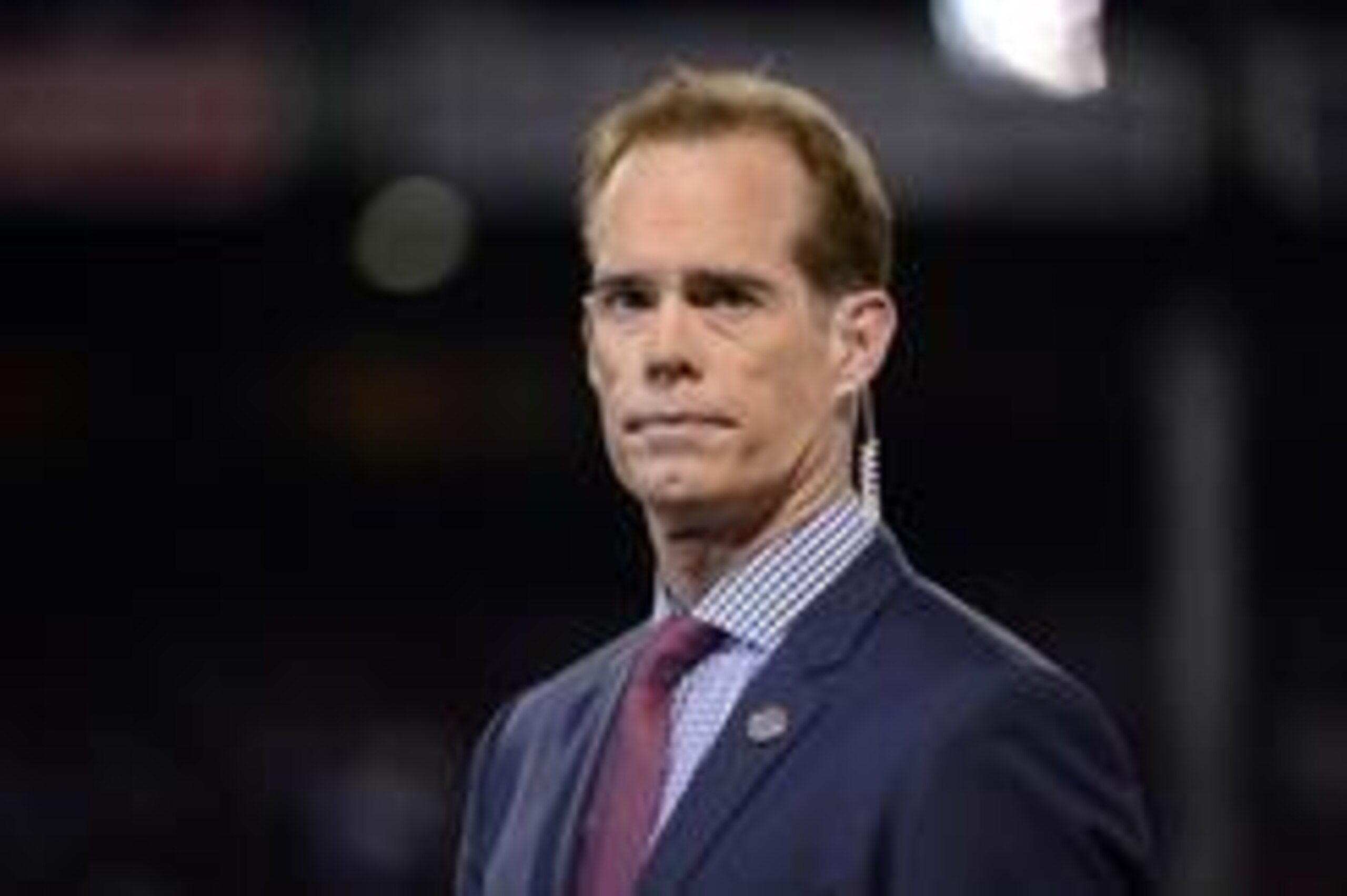 Oct 23, 2013; Boston, MA, USA; FOX commentator Joe Buck before game one of the MLB baseball World Series between the St. Louis Cardinals and Boston Red Sox at Fenway Park. Mandatory Credit: Robert Deutsch-USA TODAY Sports
