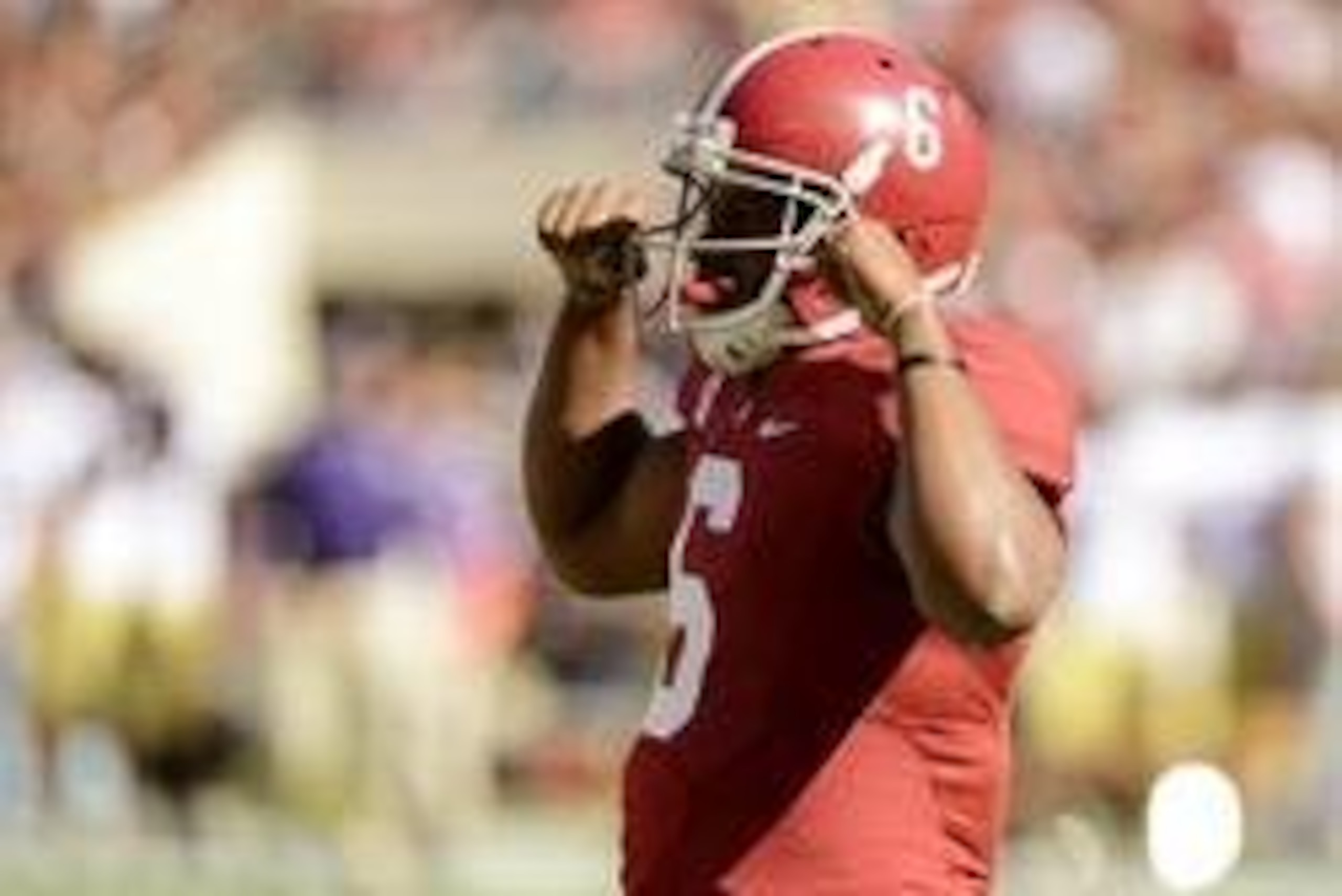 November 17, 2012; Tuscaloosa, AL, USA;  Alabama Crimson Tide quarterback Blake Sims (6) signals to the sidelines against the Western Carolina Catamounts during the second quarter at Bryant Denny Stadium. Mandatory Credit: John David Mercer-USA TODAY Spor