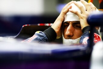 SAKHIR, BAHRAIN - APRIL 06:  Daniel Ricciardo of Australia and Infiniti Red Bull Racing prepares to drive during the Bahrain Formula One Grand Prix at the Bahrain International Circuit on April 6, 2014 in Sakhir, Bahrain.  (Photo by Andrew Hone/Getty Imag