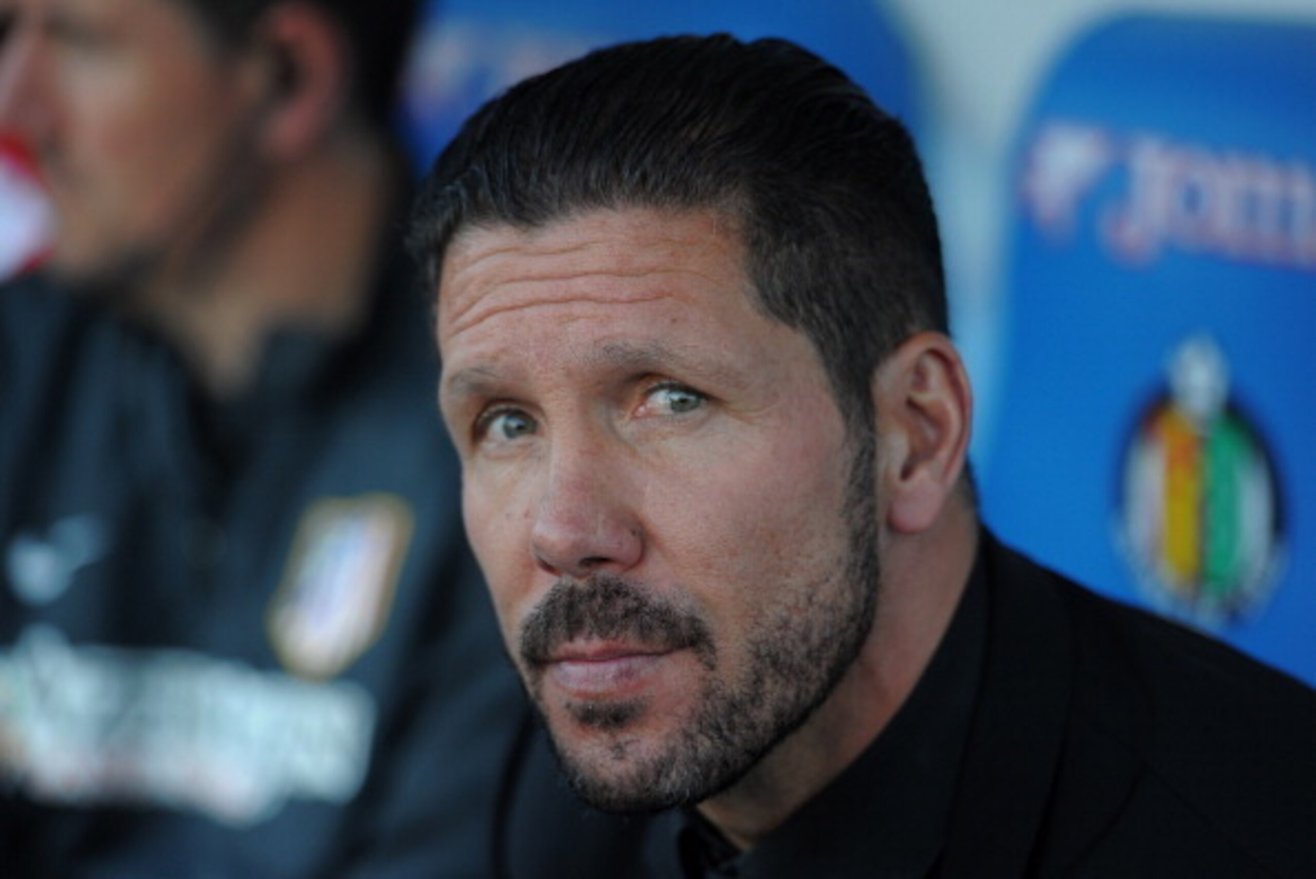 GETAFE, SPAIN - APRIL 13: Head coach Diego Simeone of Club Atletico de Madrid looks on during the La Liga match between Getafe CF and Club Atletico de Madrid at Coliseum Alfonso Perez stadium on April 13, 2014 in Getafe, Spain. (Photo by Denis Doyle/Getty