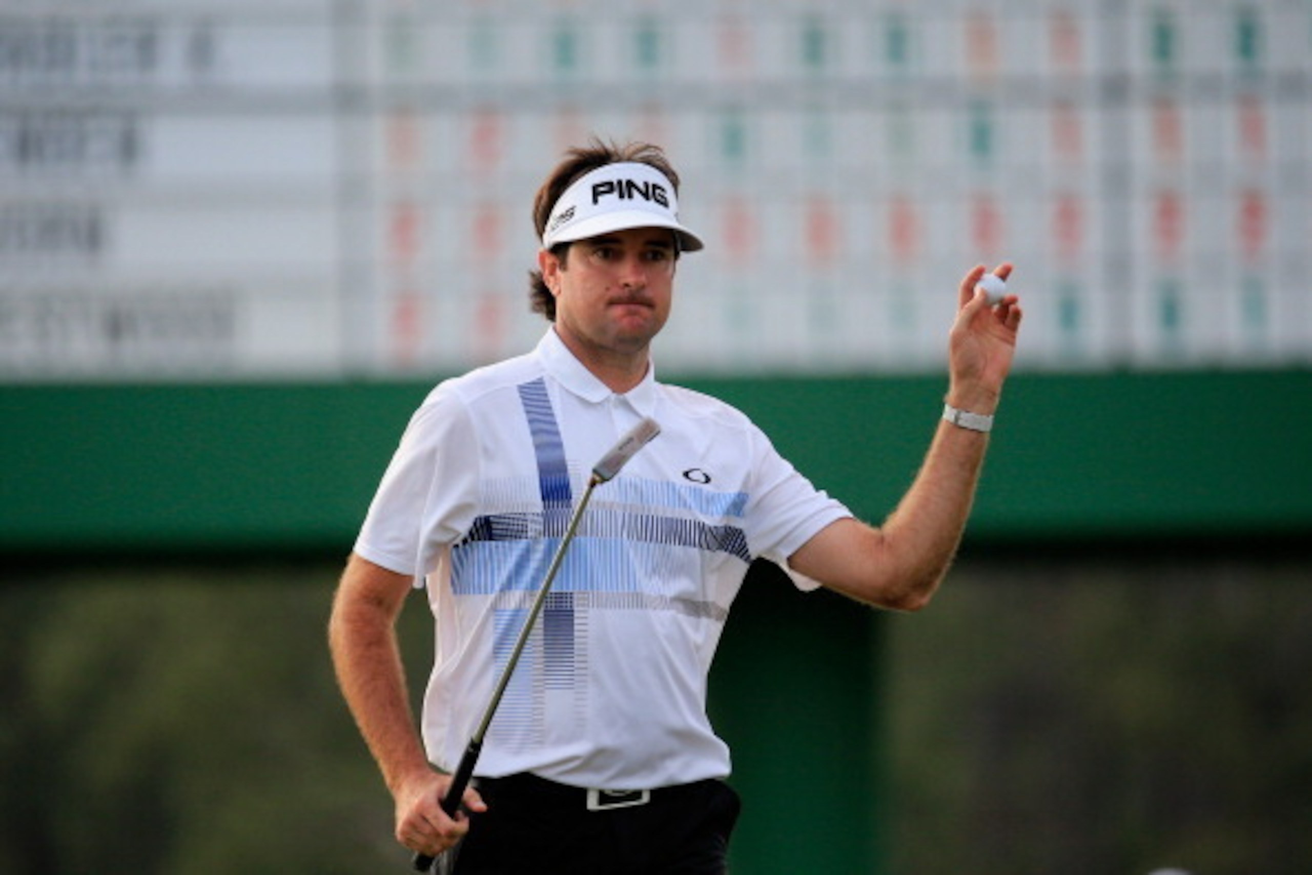 AUGUSTA, GA - APRIL 13:  Bubba Watson of the United States waves to the gallery on the 17th green after winning the 2014 Masters Tournament by a three-stroke margin at Augusta National Golf Club on April 13, 2014 in Augusta, Georgia.  (Photo by Rob Carr/G