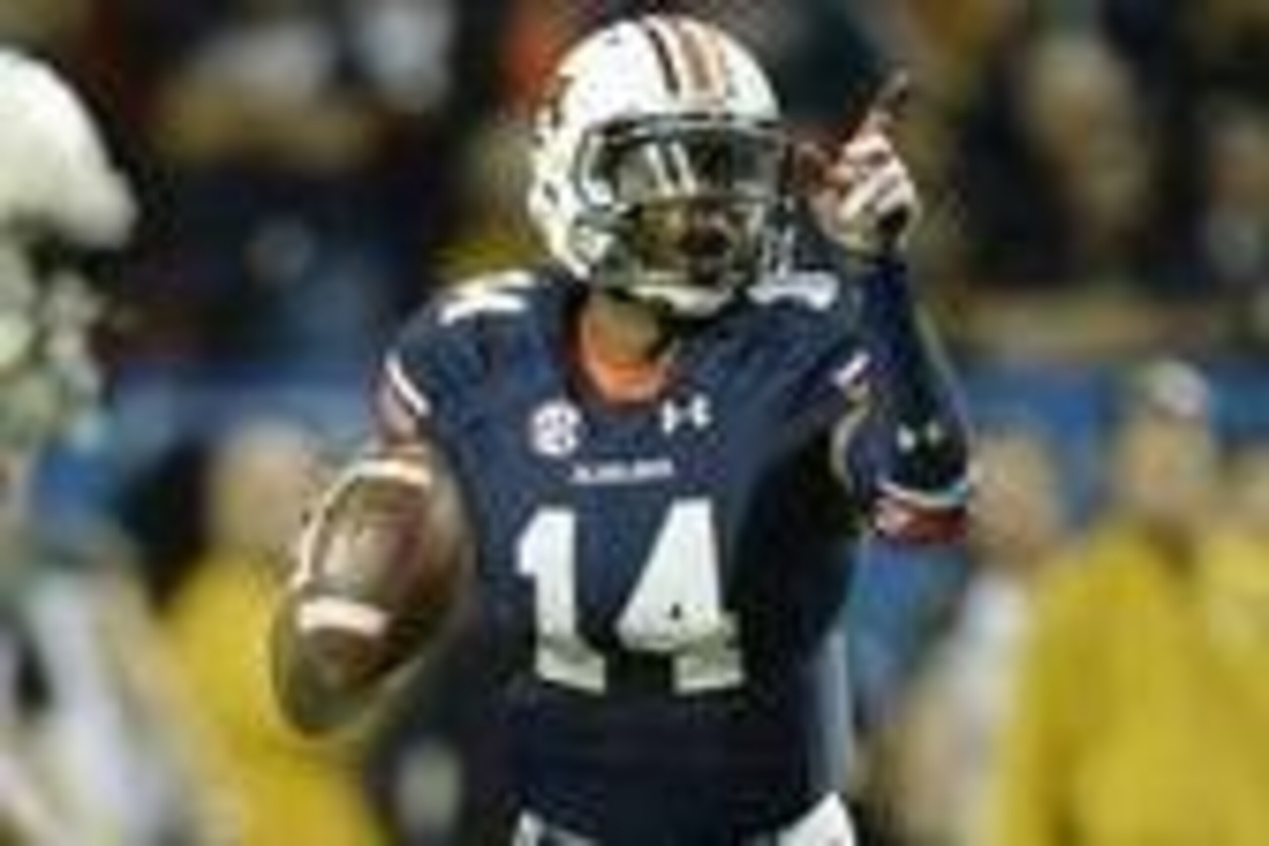 Dec 7, 2013; Atlanta, GA, USA; Auburn Tigers quarterback Nick Marshall (14) motions to pass during the second quarter against the Missouri Tigers of the 2013 SEC Championship game at Georgia Dome. Mandatory Credit: Kevin Liles-USA TODAY Sports